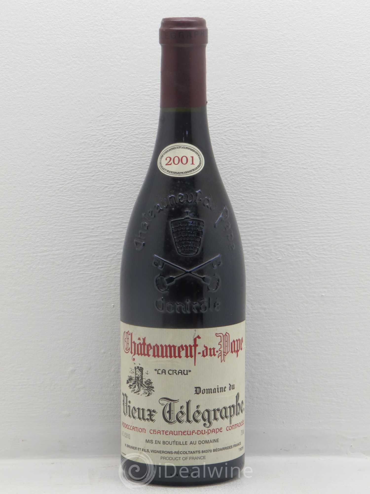 Châteauneuf-du-Pape Vieux Télégraphe (Domaine du) Vignobles Brunier 2001 - Lot de 1 bouteille - 0