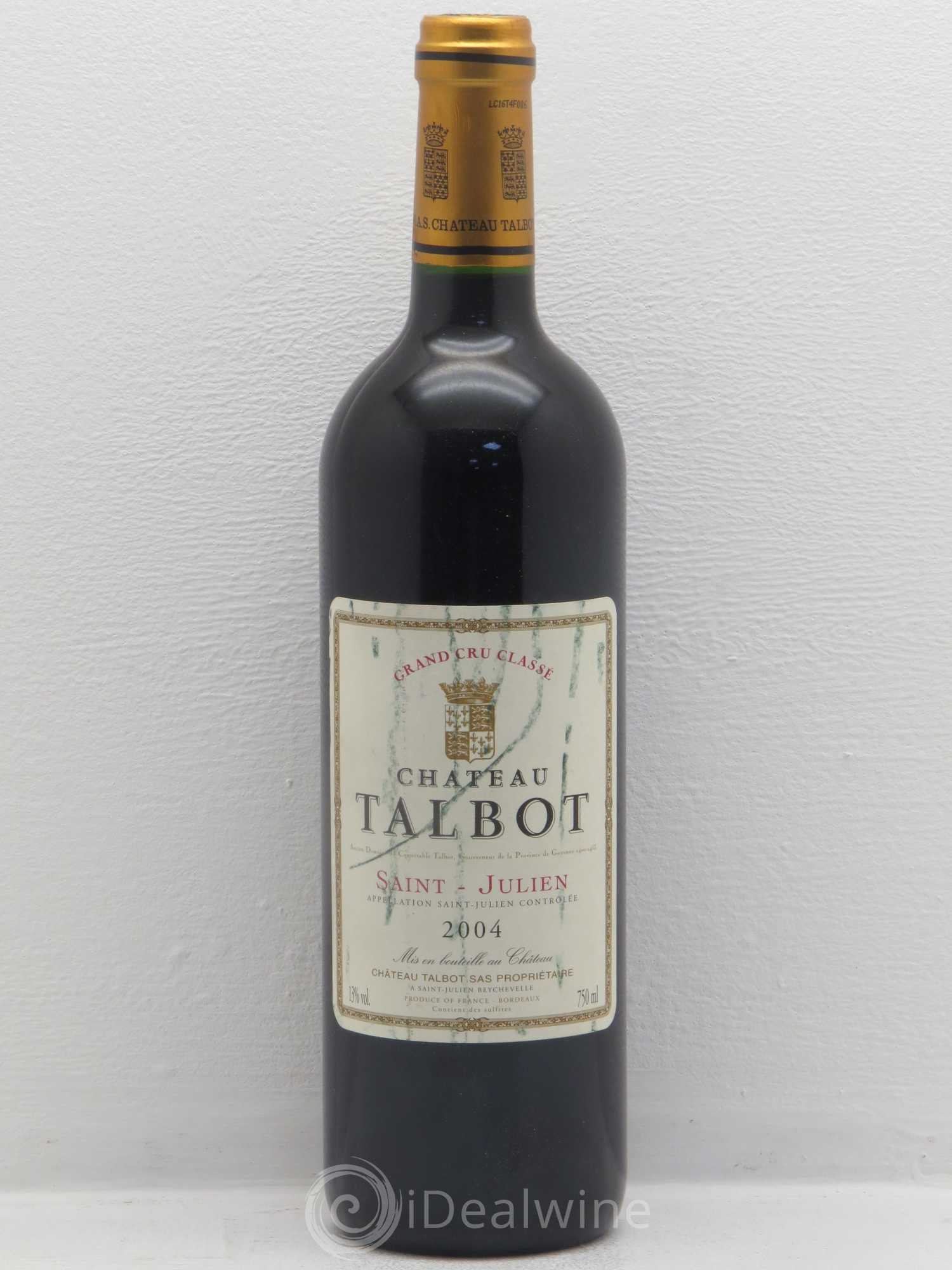 Château Talbot 4ème Grand Cru Classé 2004 - Lot de 1 bouteille - 0