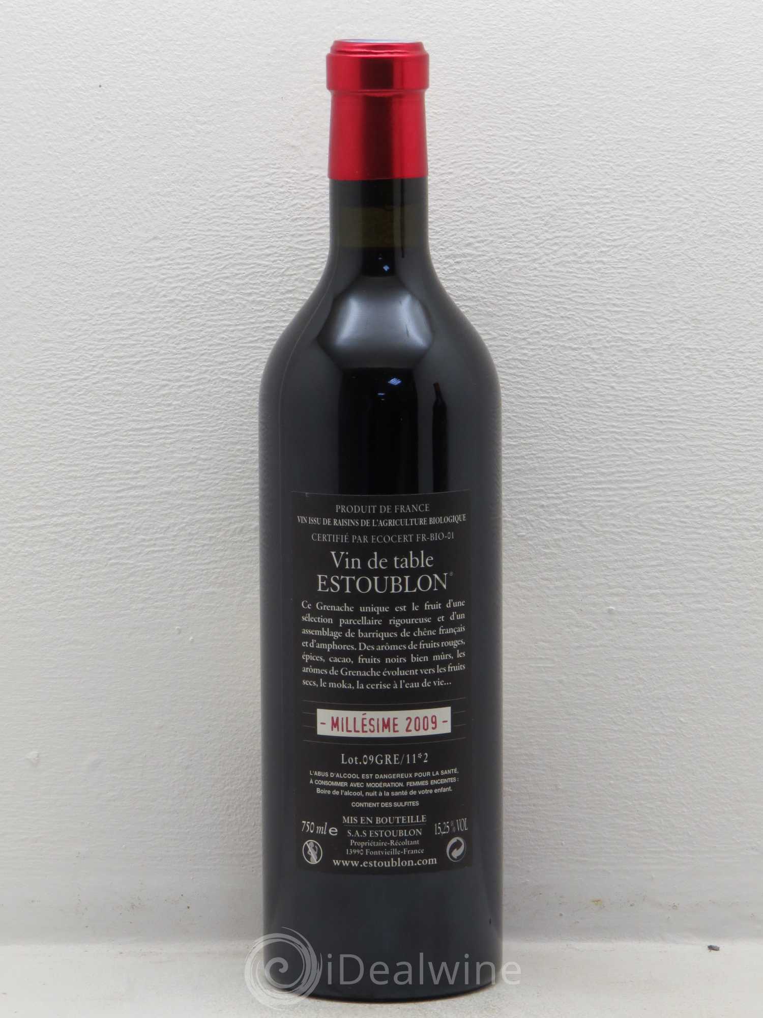 Vin de table 100% Grenache Château d'Estoublon 2009 - Posten von 1 Flasche - 1
