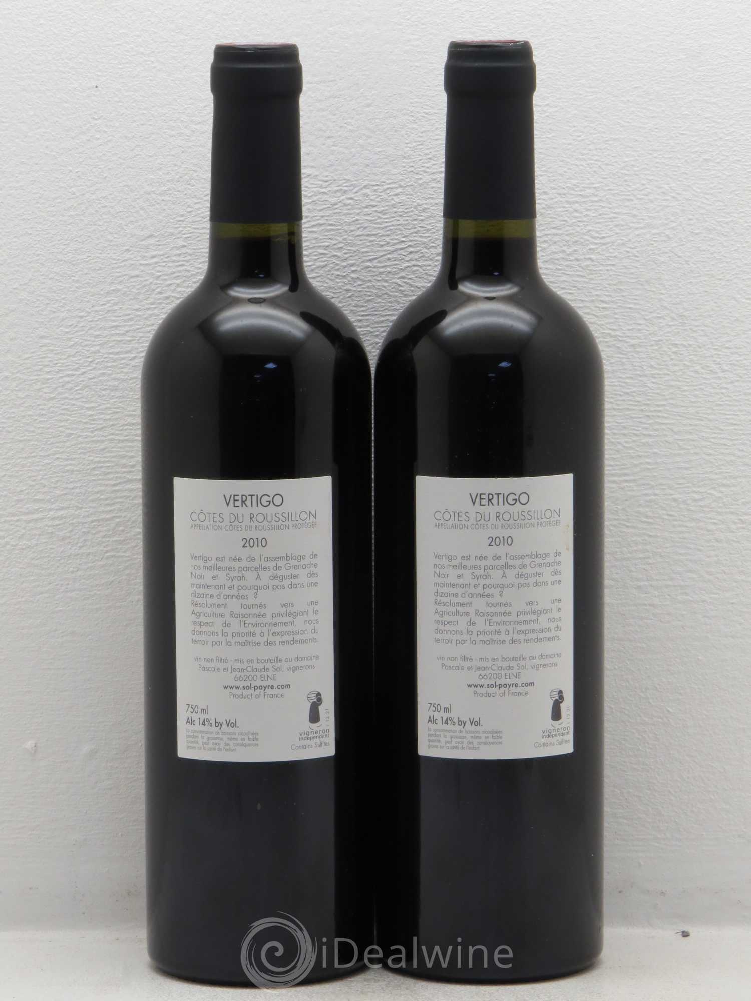 Côtes du Roussillon Vertigo Domaine Sol-Payre 2010 - Lot de 2 bouteilles - 1