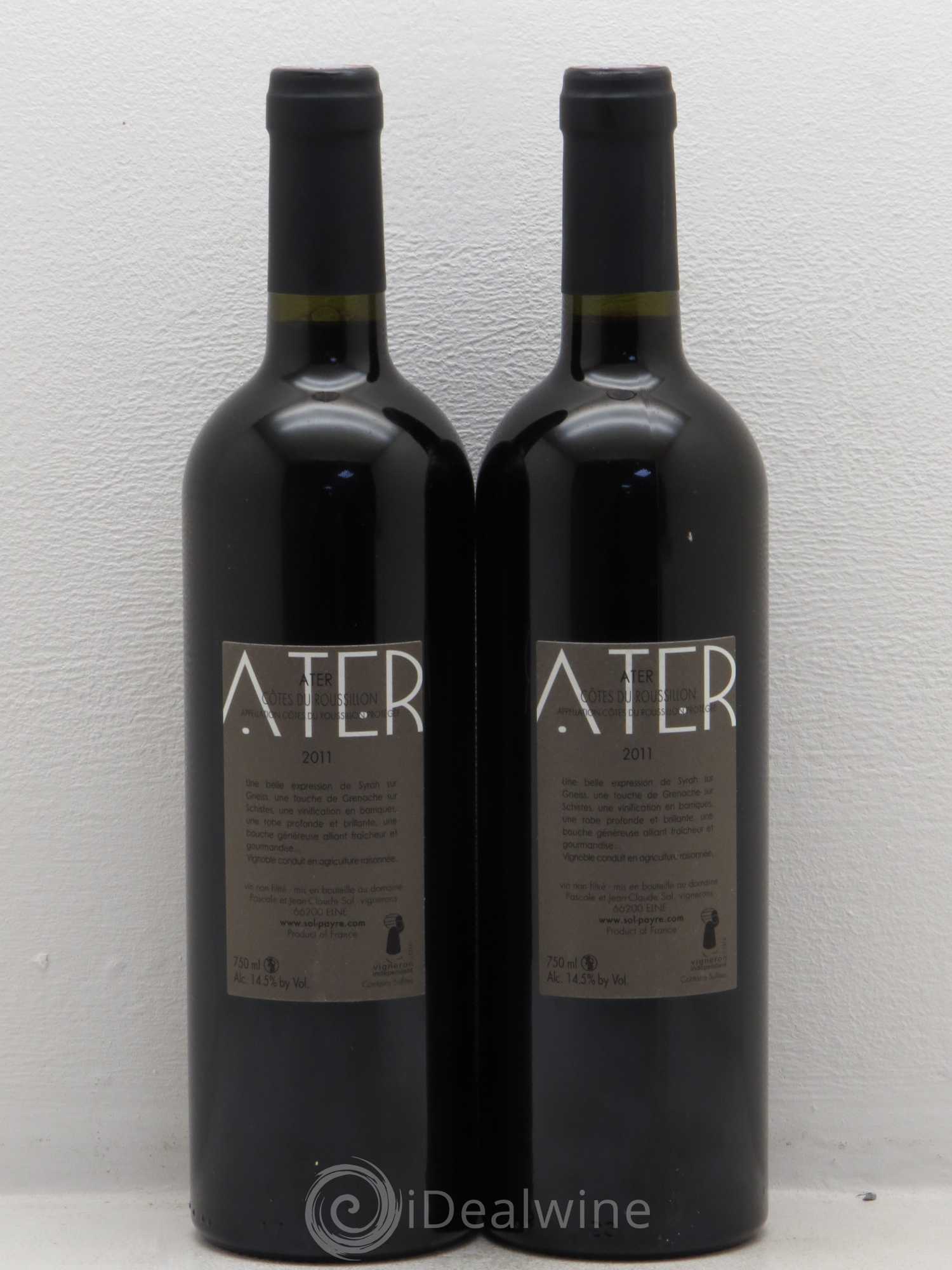 Côtes du Roussillon Ater Noir Domaine Sol-Payre 2011 - Posten von 2 Flaschen - 1