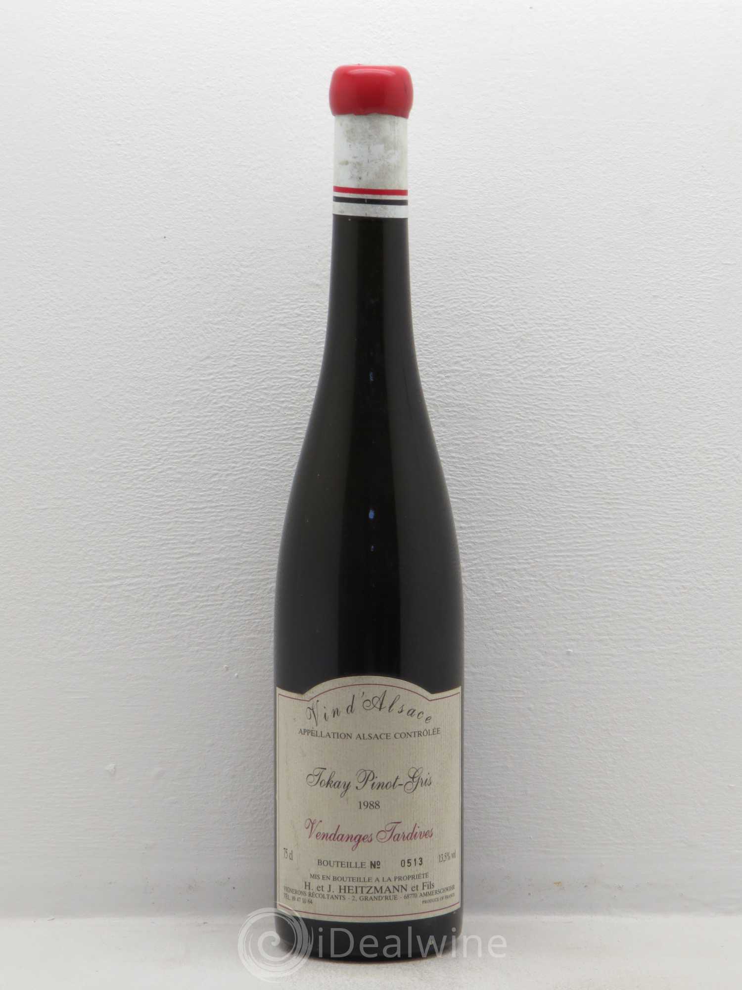 Pinot Gris (Tokay) Vendanges Tardives Heitzmann 1988 - Lot de 1 bouteille - 0
