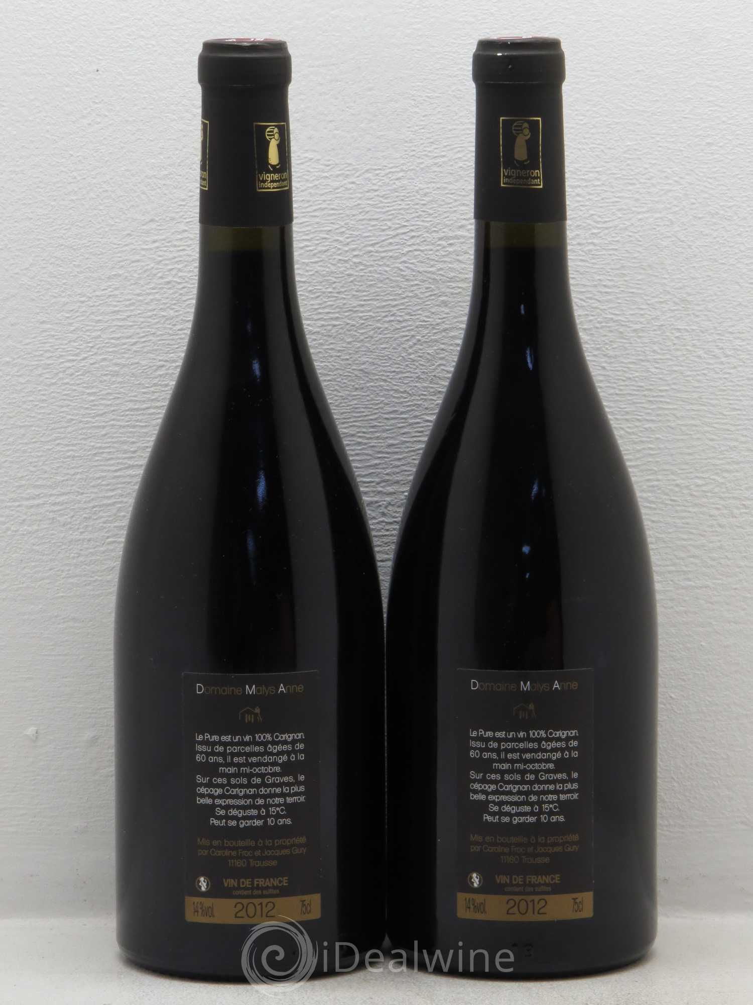 Vin de France Pure Carignan Domaine Malys 2012 - Lot of 2 bottles - 1
