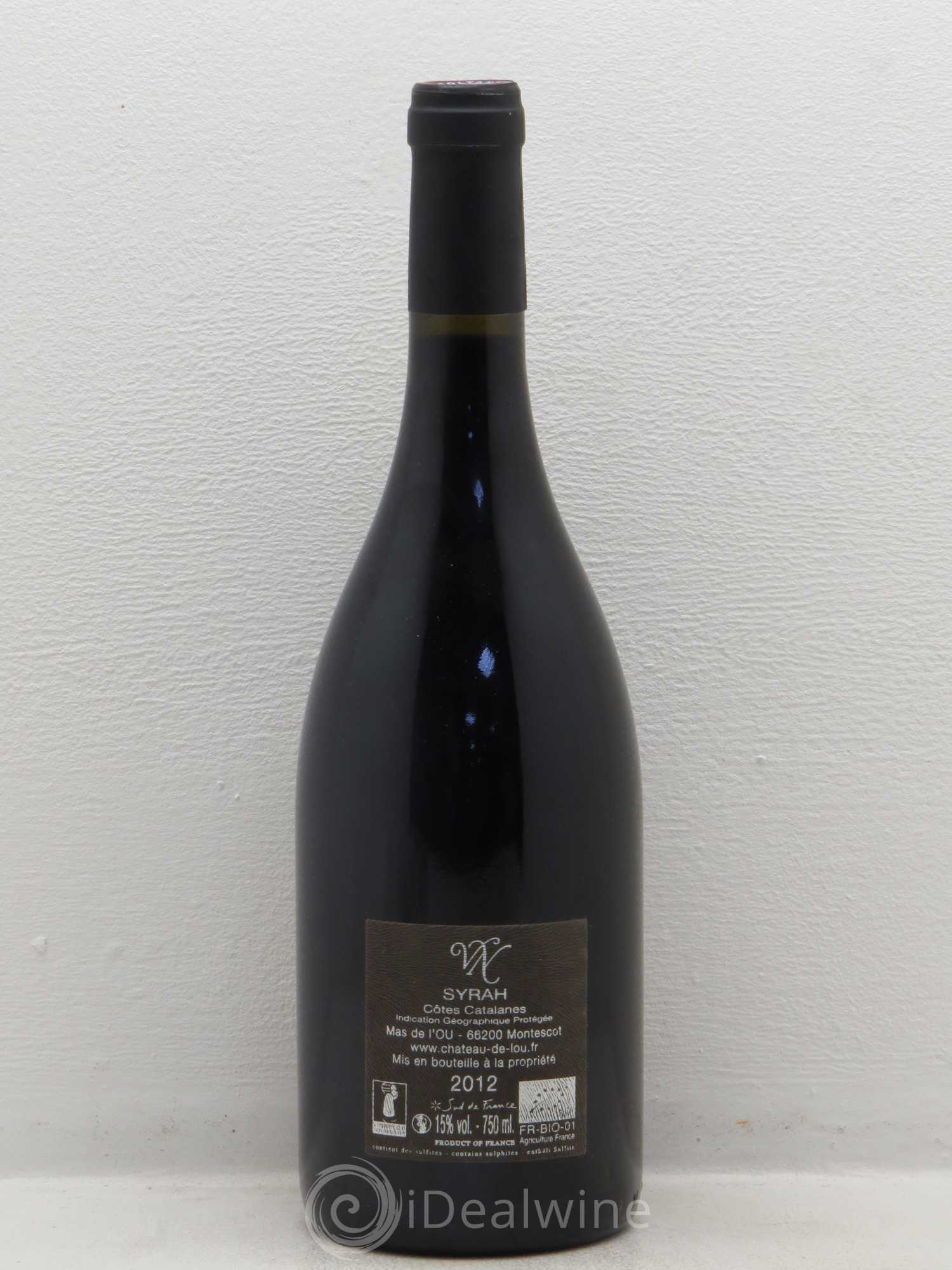 IGP Côtes Catalanes (VDP des Côtes Catalanes) Velours Noirs Syrah  du Domaine Mas de L'OU - S. BOURRIER 2012 - Lot de 1 bouteille - 1