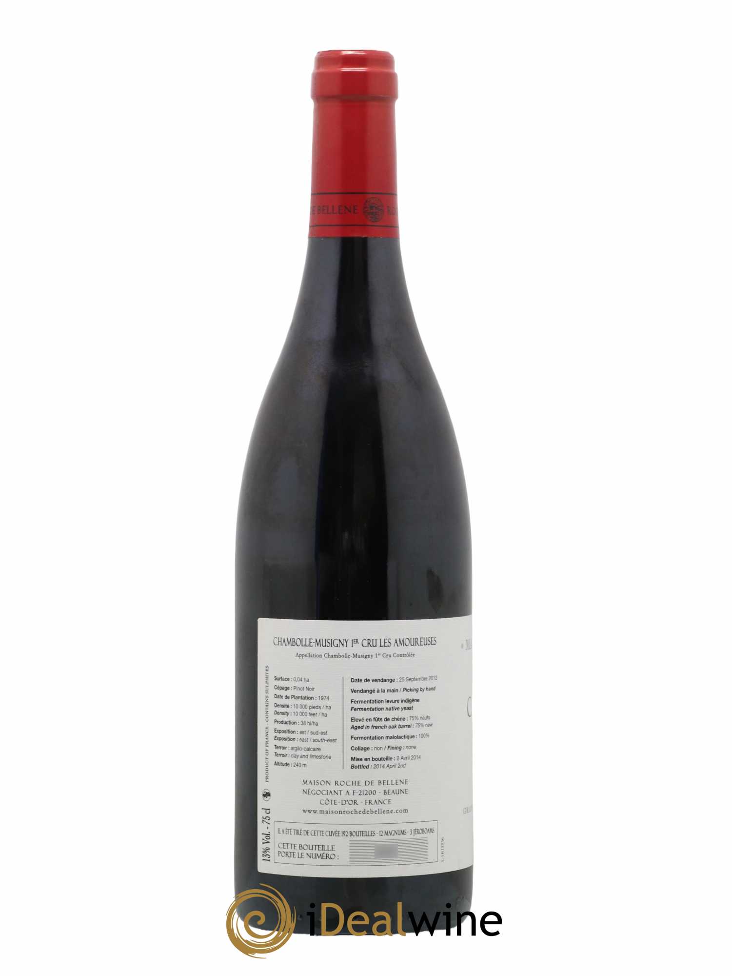 Chambolle-Musigny 1er Cru Les Amoureuses  Maison Roche de Bellene 2012 - Lot of 1 bottle - 1