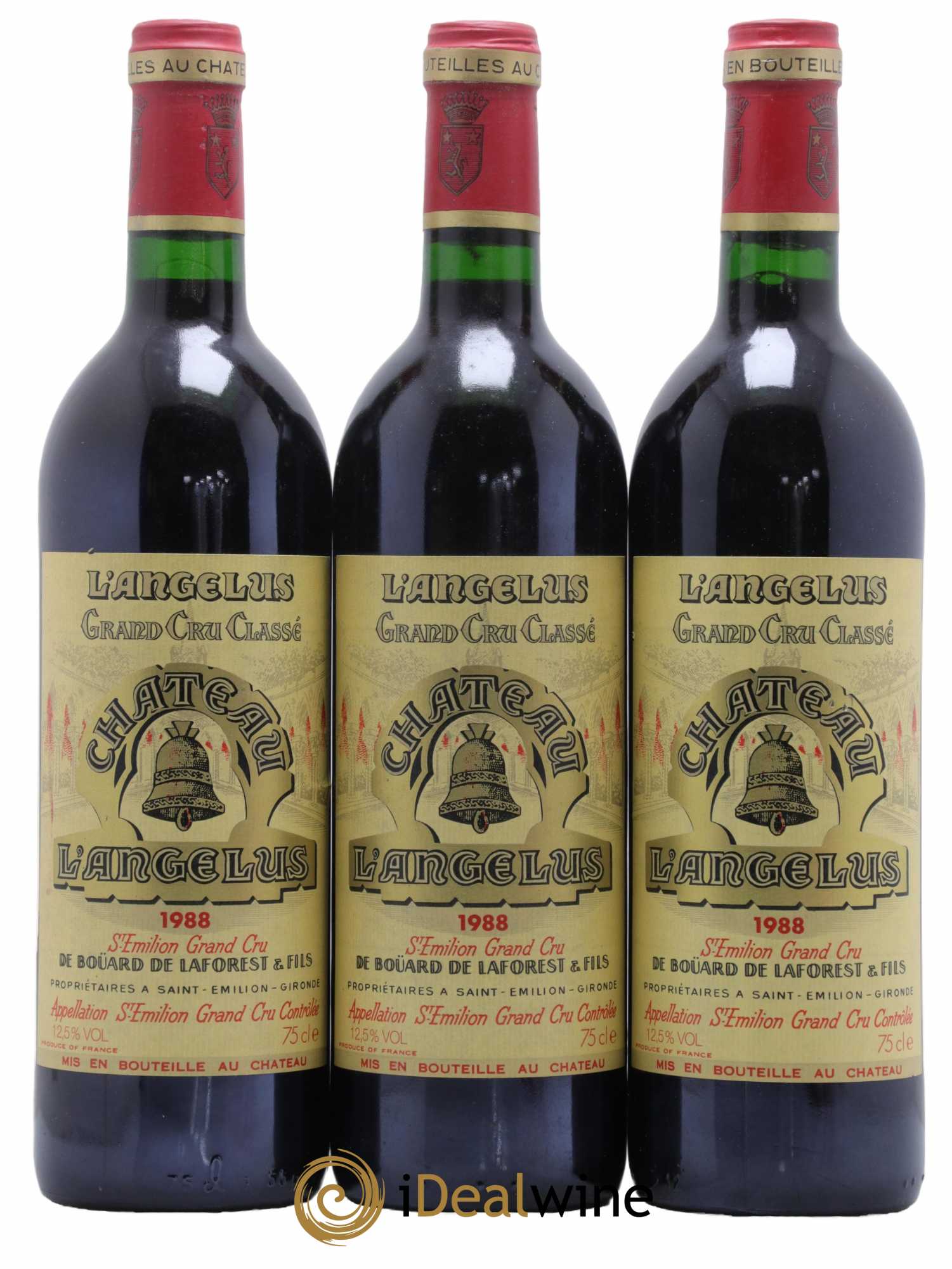 Château Angélus 1er Grand Cru Classé A 1988 - Lot de 3 bouteilles - 0