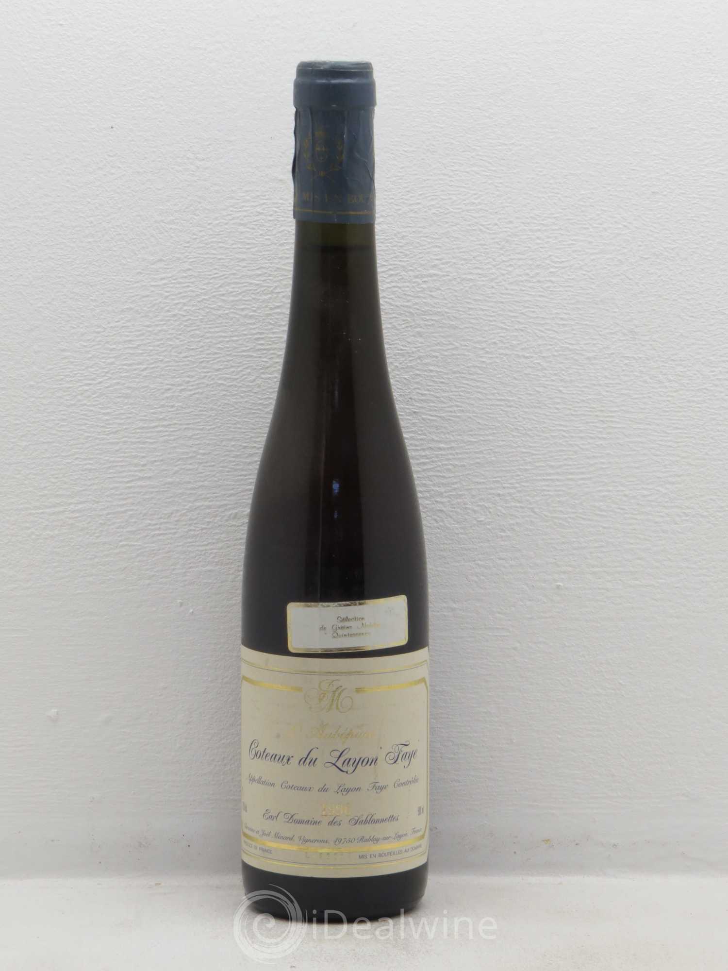 Coteaux du Layon Domaine des Sablonnettes lAubepine Sélection de Grains Nobles Quintessence 50cl 1996 - Lotto di 1 bottiglia - 0
