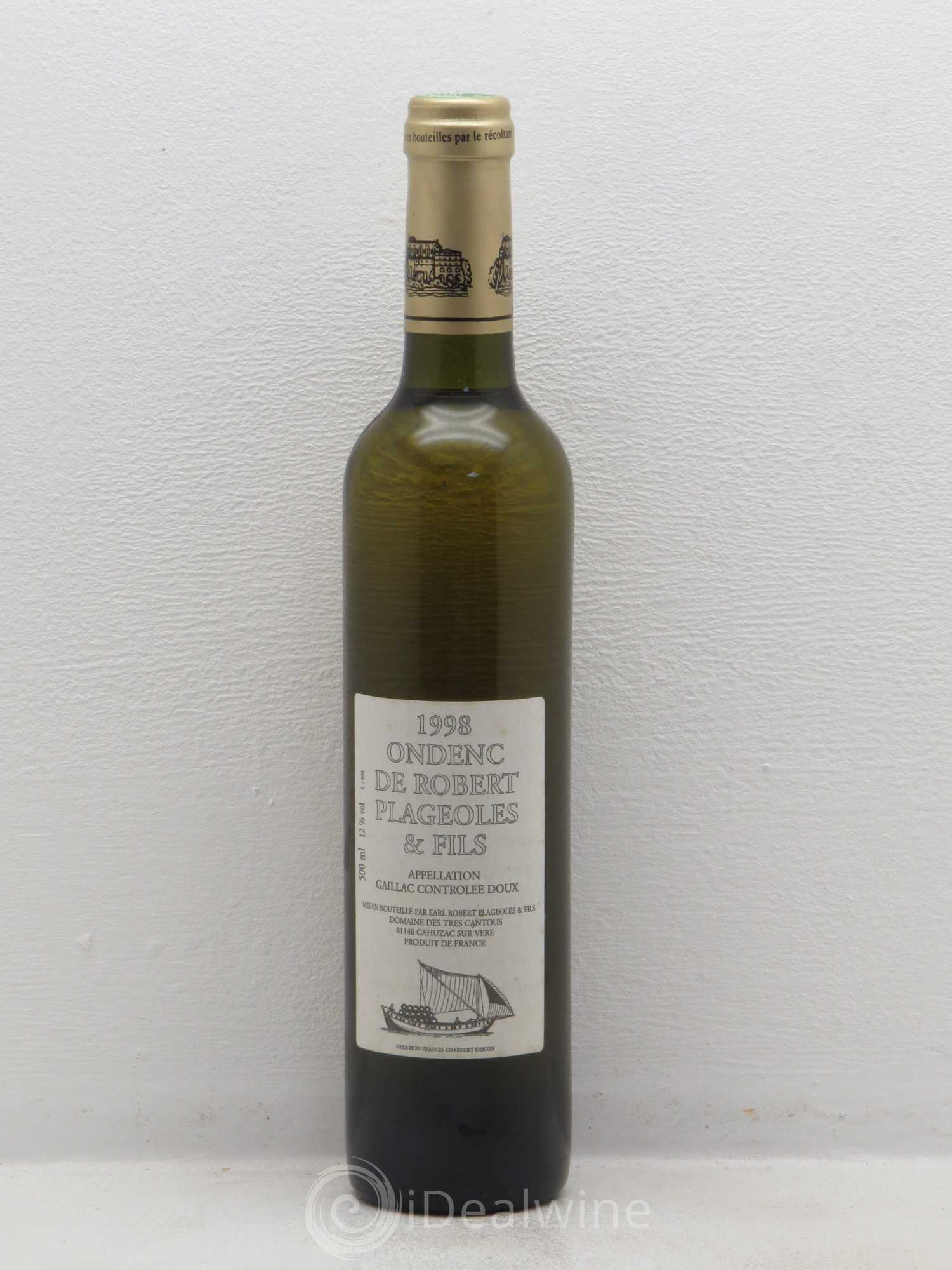 Sud-Ouest Gaillac Ondenc de R. Plageoles & Fils 50cl 1998 - Posten von 1 Flasche - 0