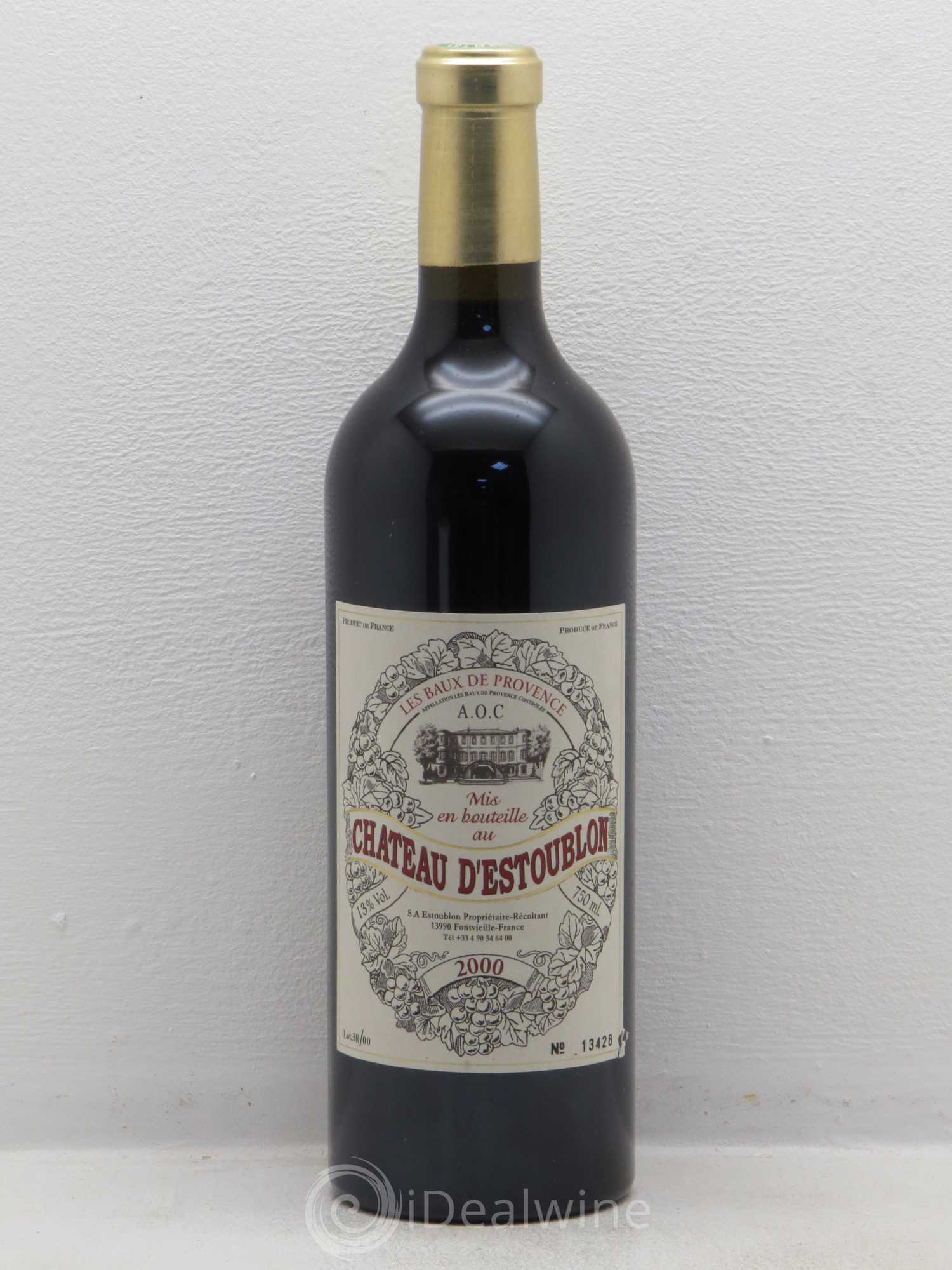 Baux de Provence Château d'Estoublon 2000 - Lot de 1 bouteille - 0
