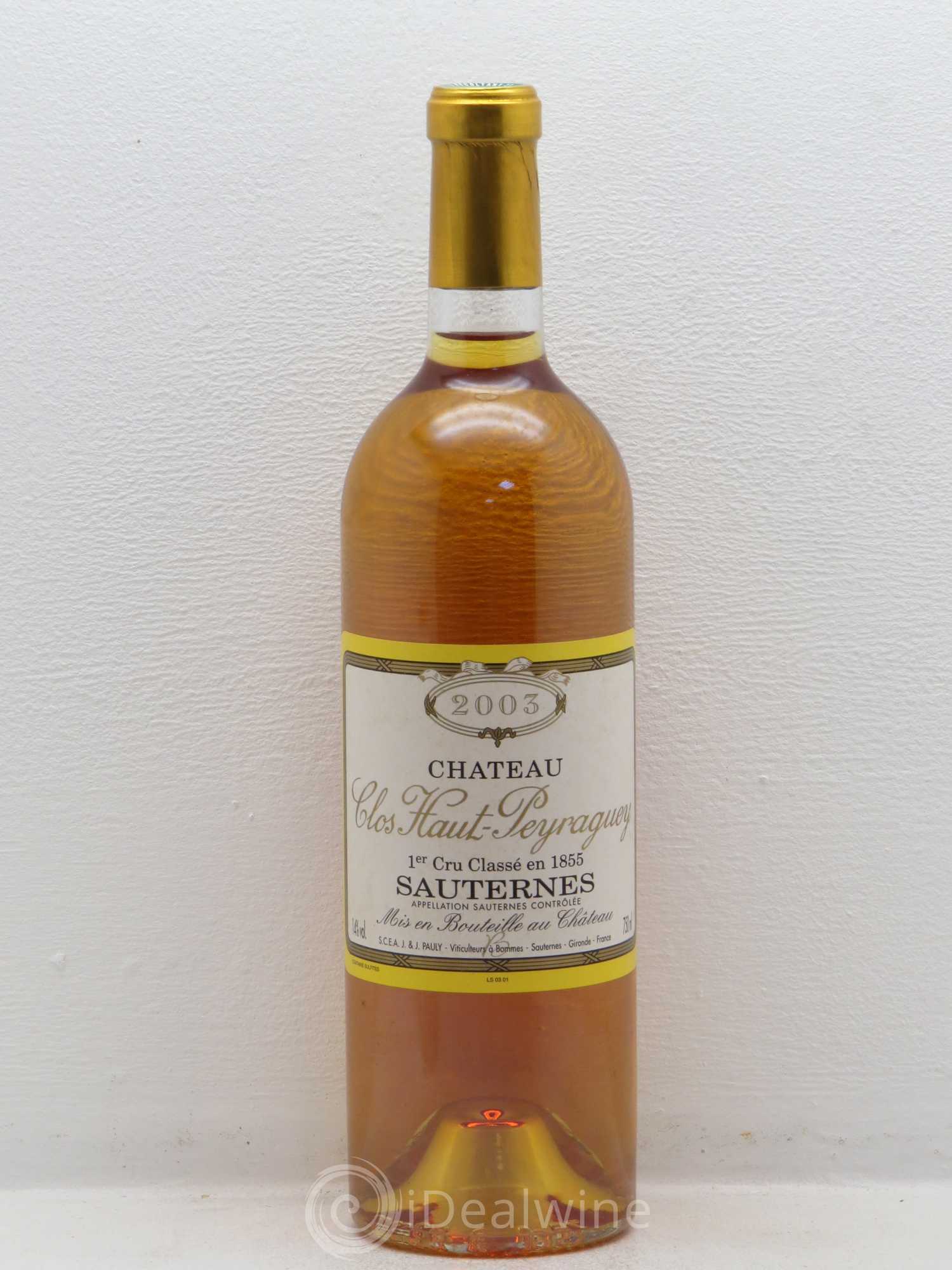 Clos Haut-Peyraguey 1er Grand Cru Classé 2003 - Lotto di 1 bottiglia - 0