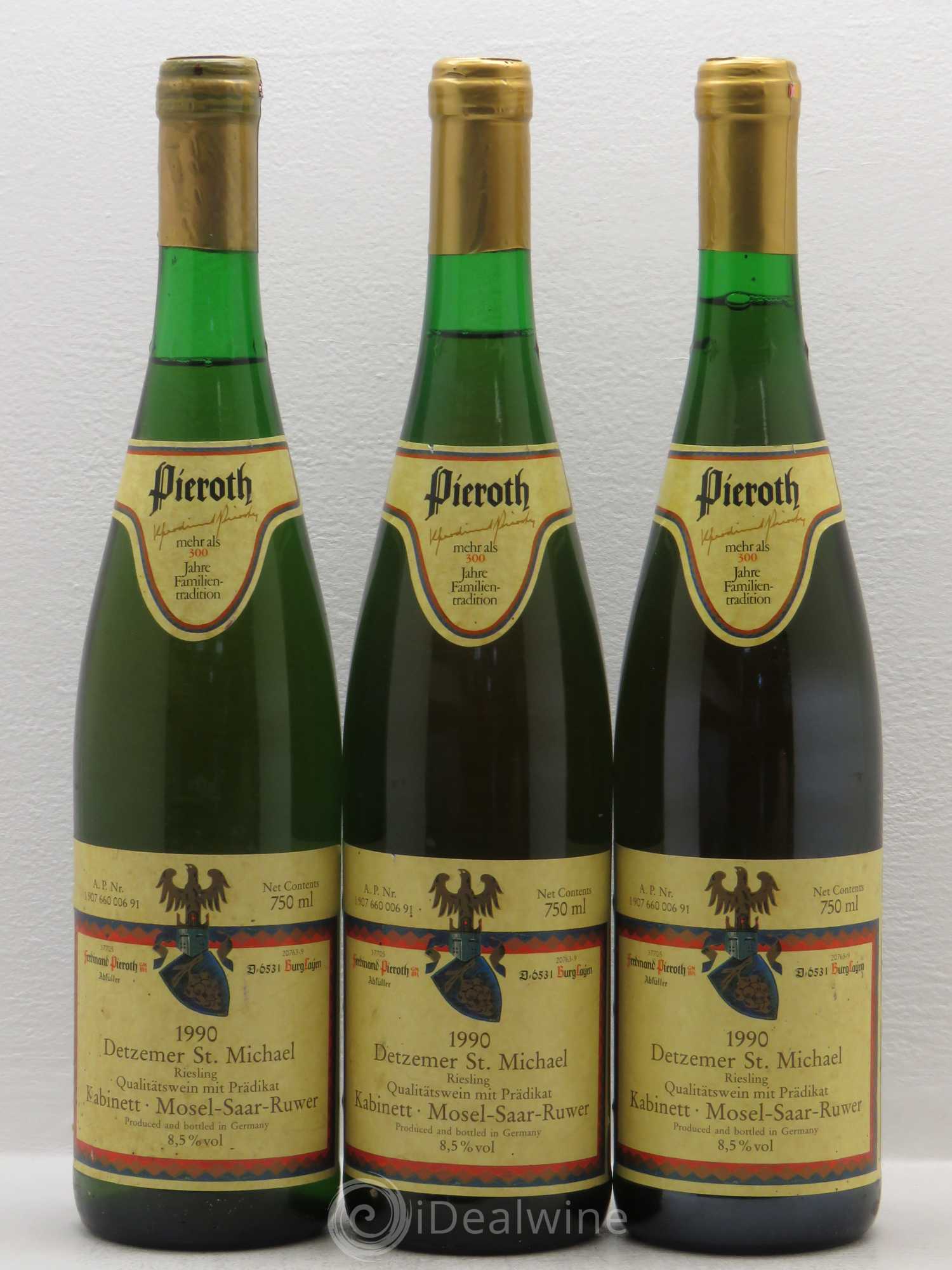 Riesling Kabinett Detzemer Saint Michael Pieroth 1990 - Lotto di 5 bottiglie - 1