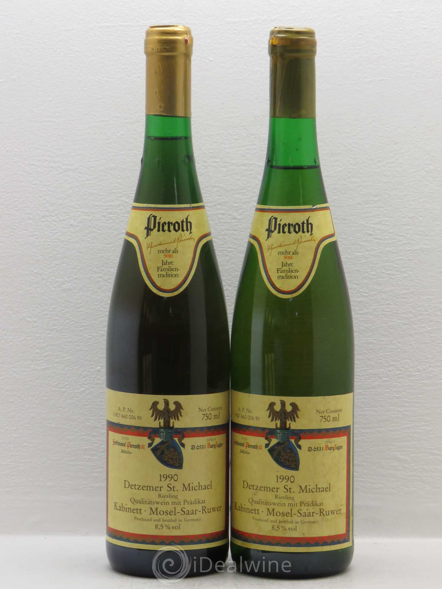 Riesling Kabinett Detzemer Saint Michael Pieroth 1990 - Lotto di 5 bottiglie - 2