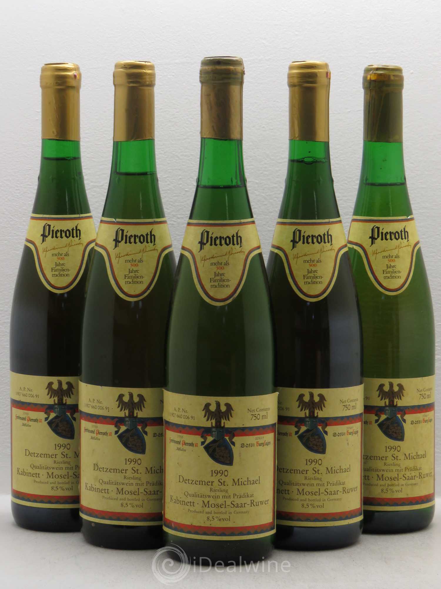Riesling Kabinett Detzemer Saint Michael Pieroth 1990 - Lotto di 5 bottiglie - 0