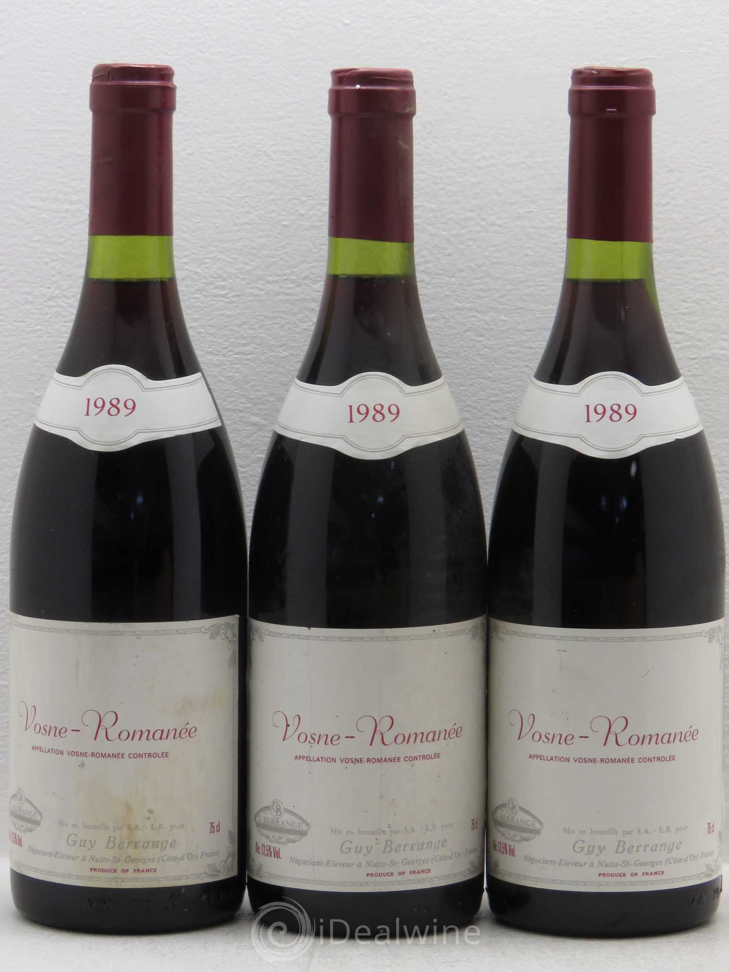 Vosne-Romanée G.Berrange 1989 - Lot de 3 bouteilles - 0