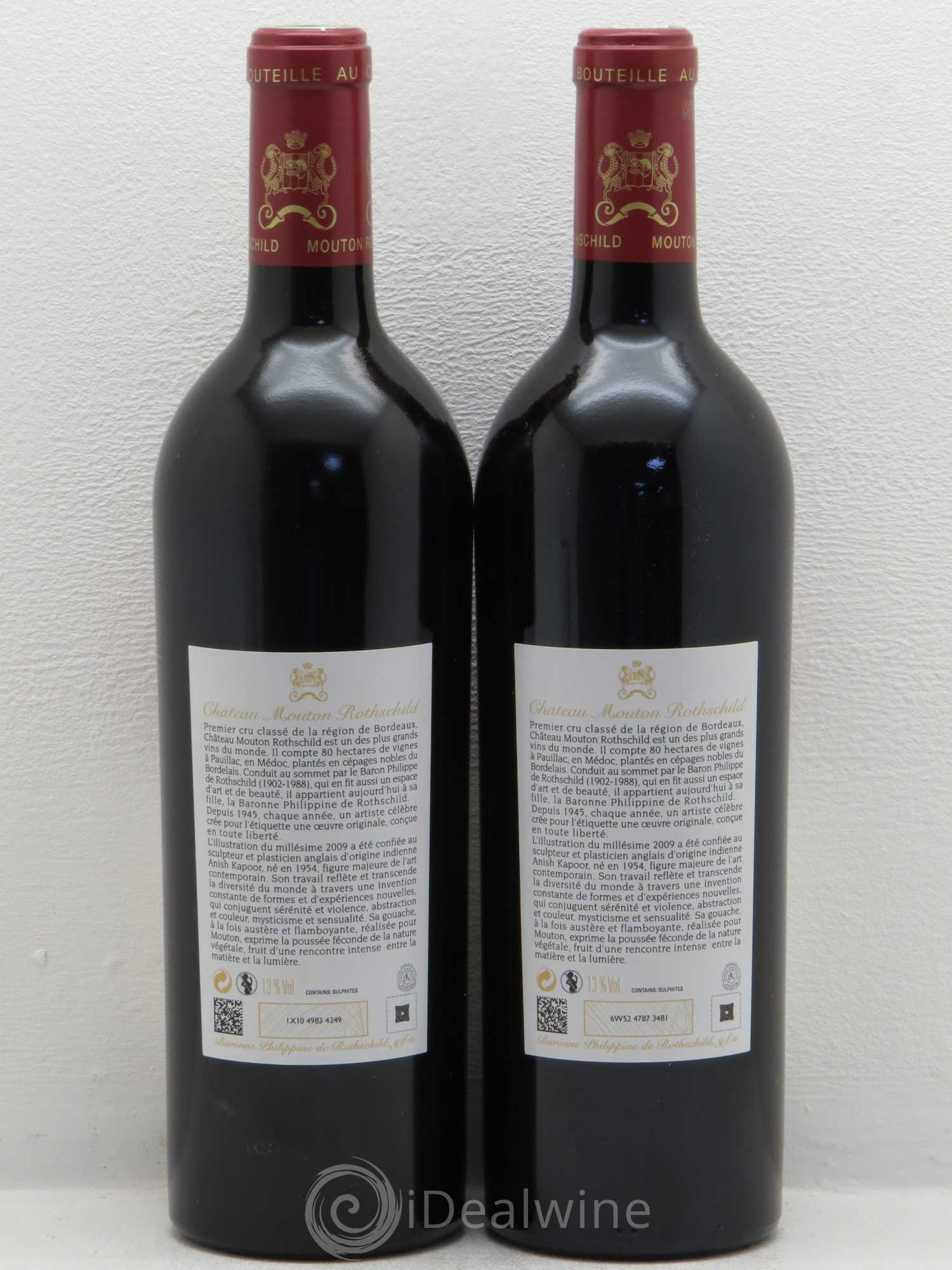 Château Mouton Rothschild 1er Grand Cru Classé 2009 - Lot de 2 bouteilles - 1