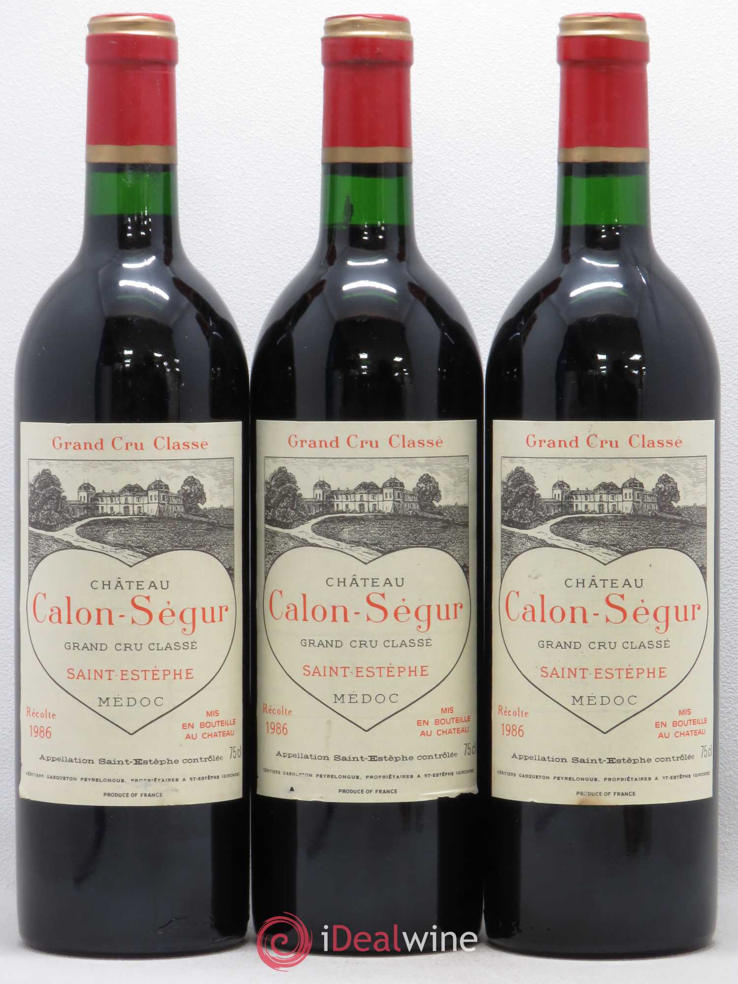 Château Calon Ségur 3ème Grand Cru Classé 1986 - Lot de 3 bouteilles - 0
