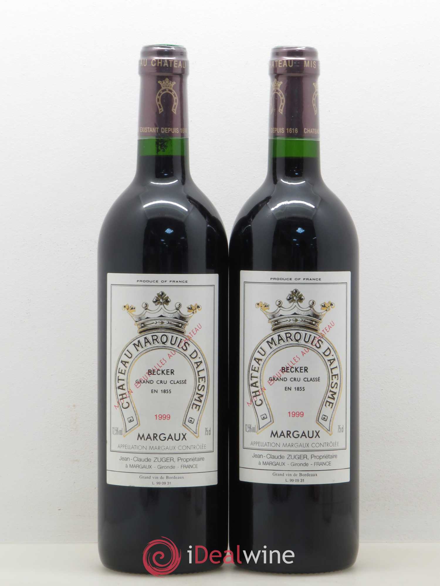 Château Marquis d'Alesme 1999 - Lot de 2 bouteilles - 0