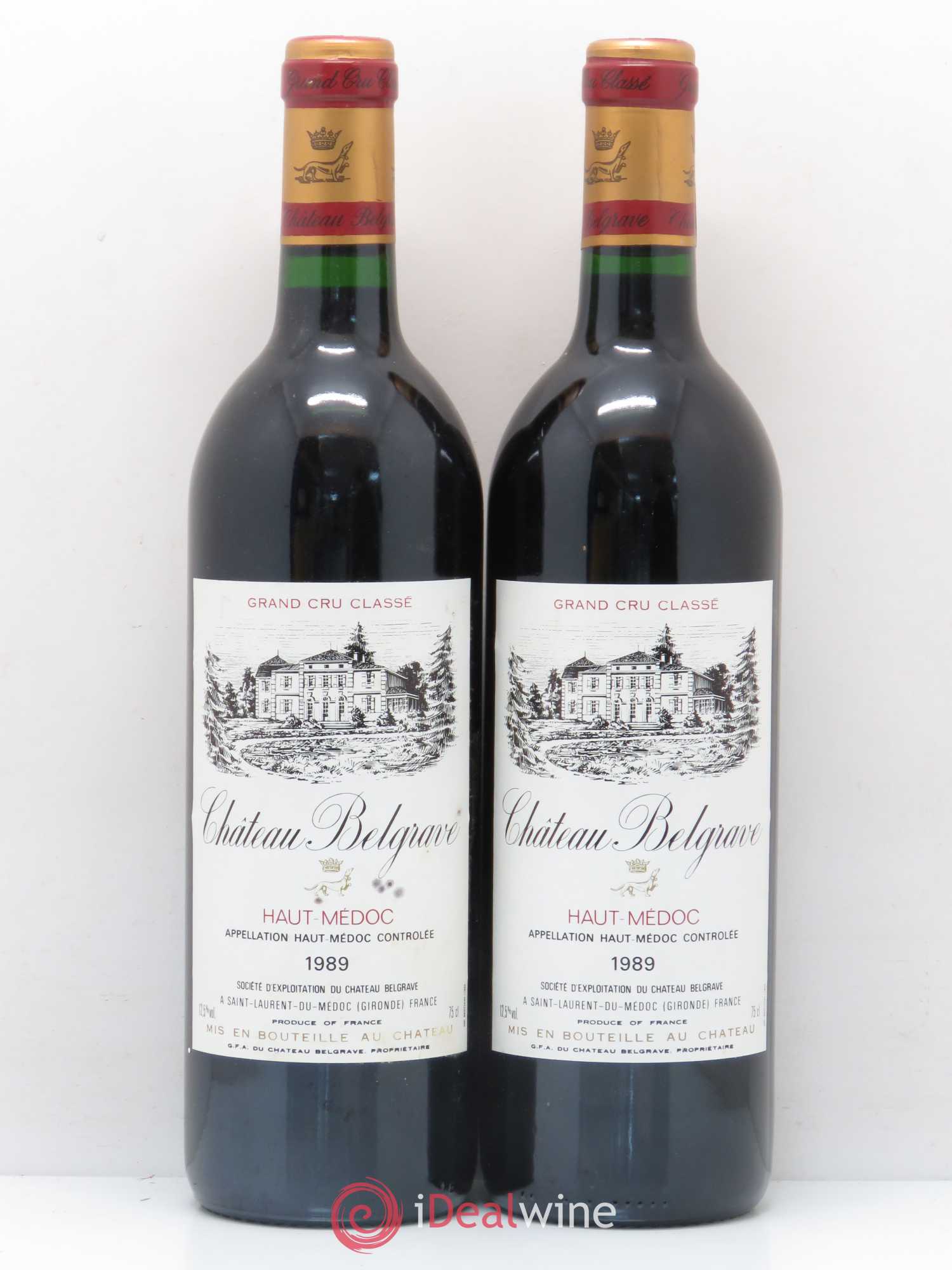 Château Belgrave 5ème Grand Cru Classé 1989 - Lot de 2 bouteilles - 0
