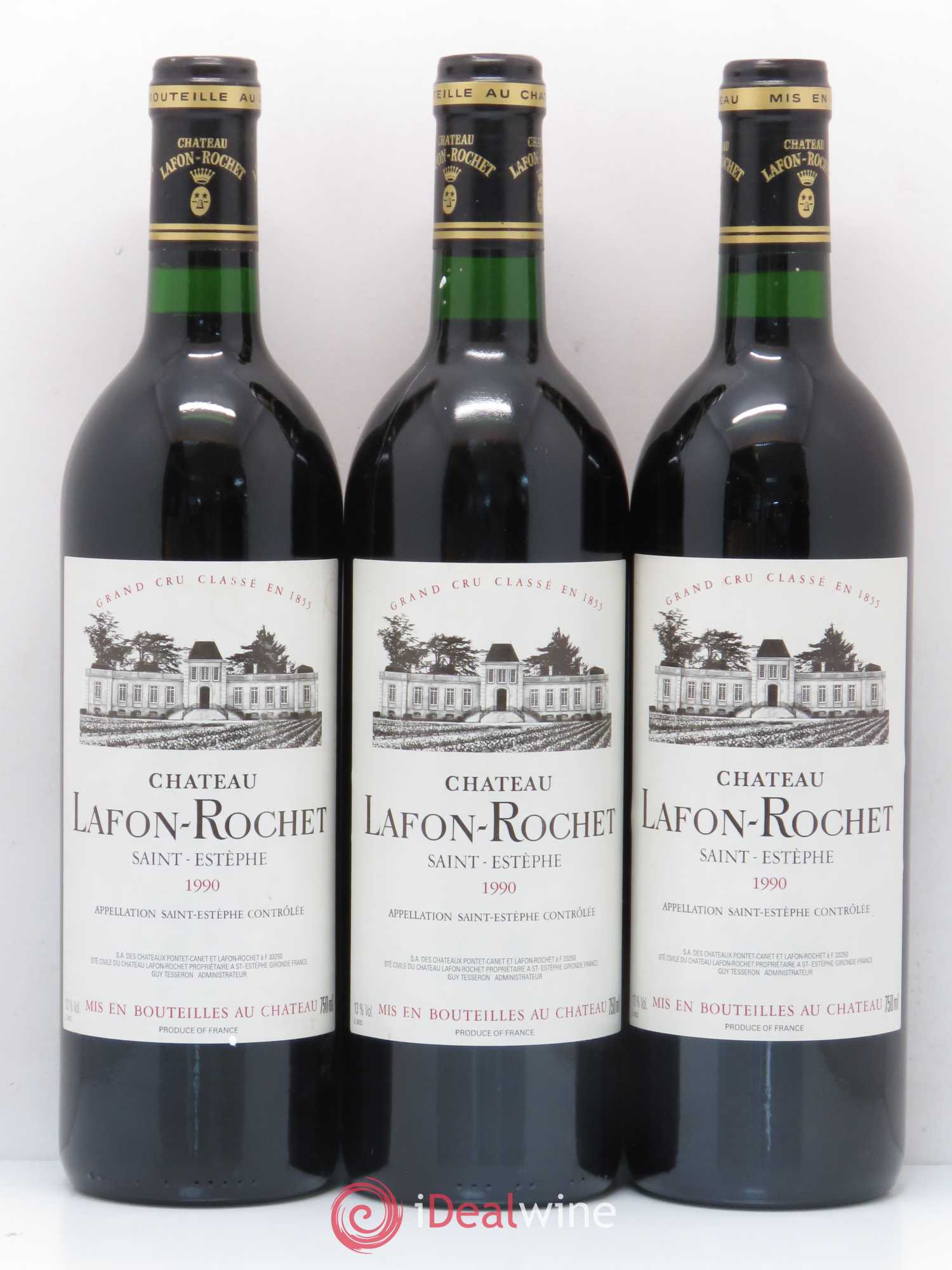 Château Lafon Rochet 4ème Grand Cru Classé 1990 - Lot de 3 bouteilles - 0