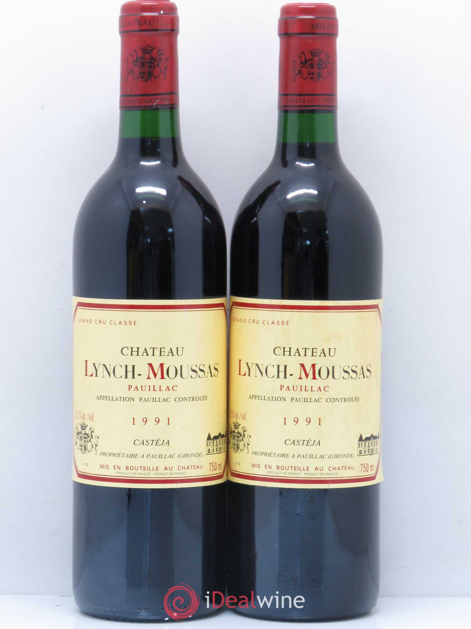 Château Lynch Moussas 5ème Grand Cru Classé 1991 - Lot de 2 bouteilles - 0
