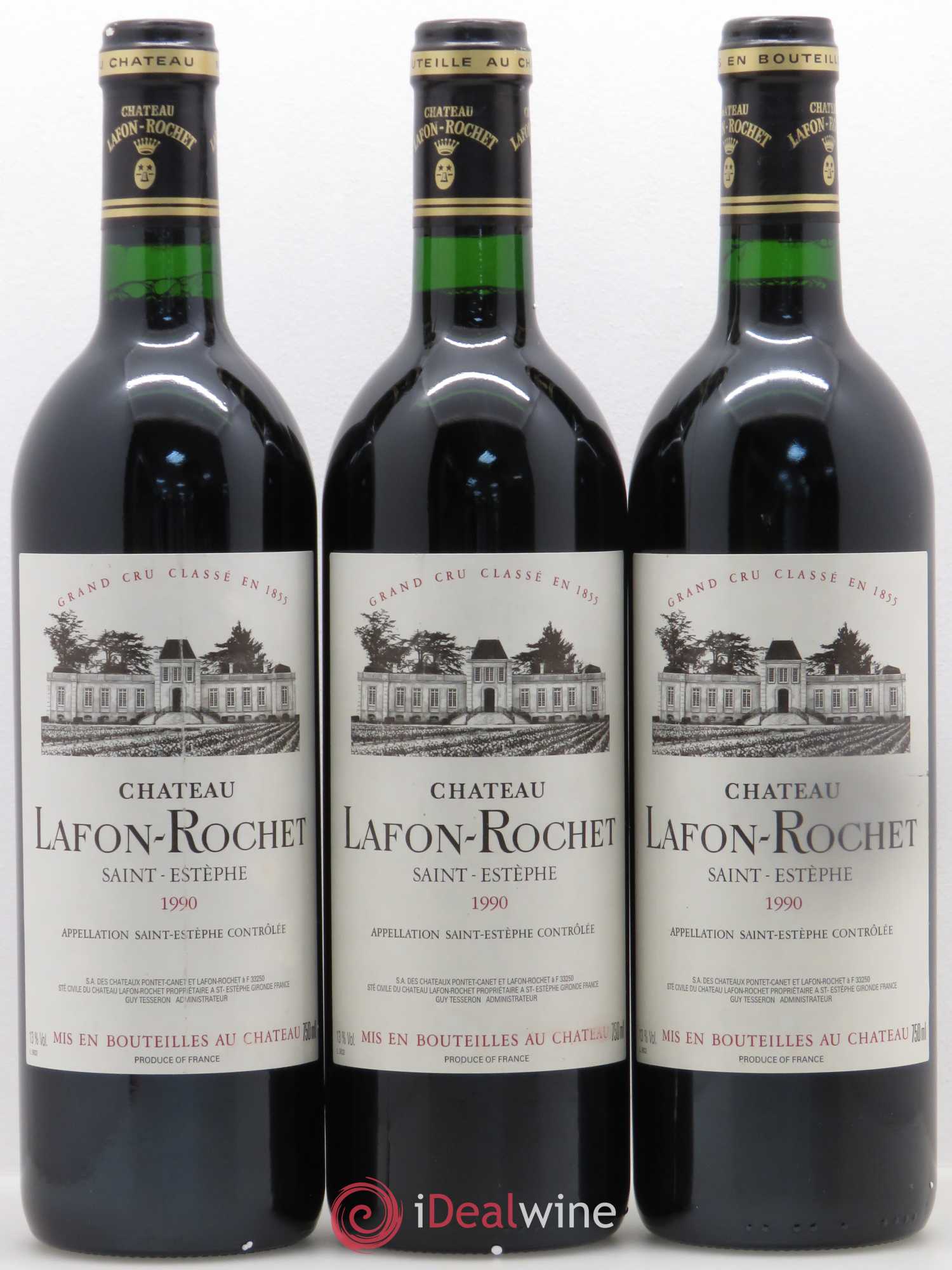 Château Lafon Rochet 4ème Grand Cru Classé 1990 - Lot de 3 bouteilles - 0