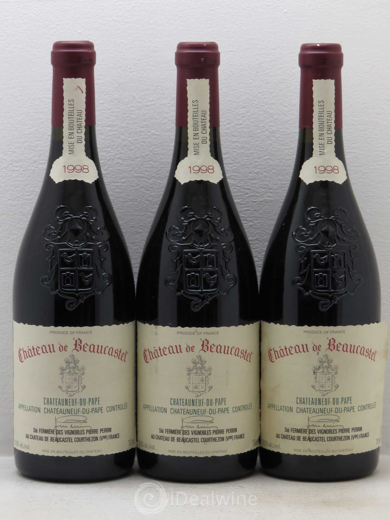 Châteauneuf-du-Pape Château de Beaucastel Famille Perrin 1998 - Lot de 3 bouteilles - 0