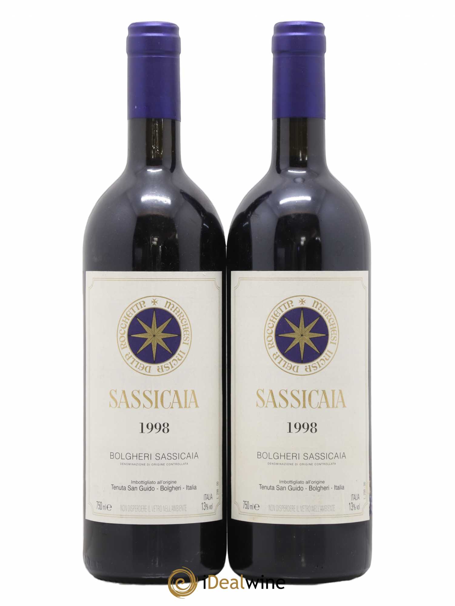 Bolgheri DOC Sassicaia Tenuta San Guido 1998 - Lot de 2 bouteilles - 0