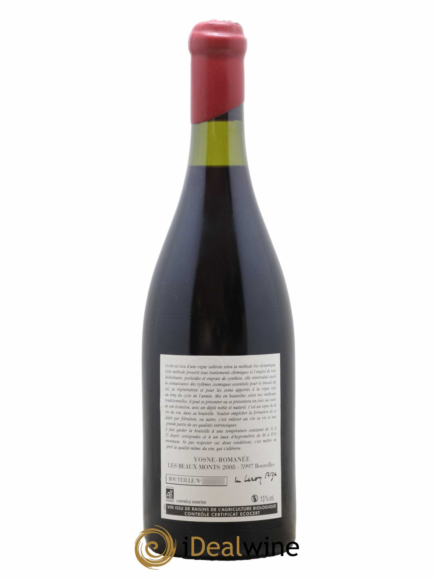 Vosne-Romanée 1er Cru Les Beaux-Monts Leroy (Domaine) 2008 - Lot de 1 bouteille - 1