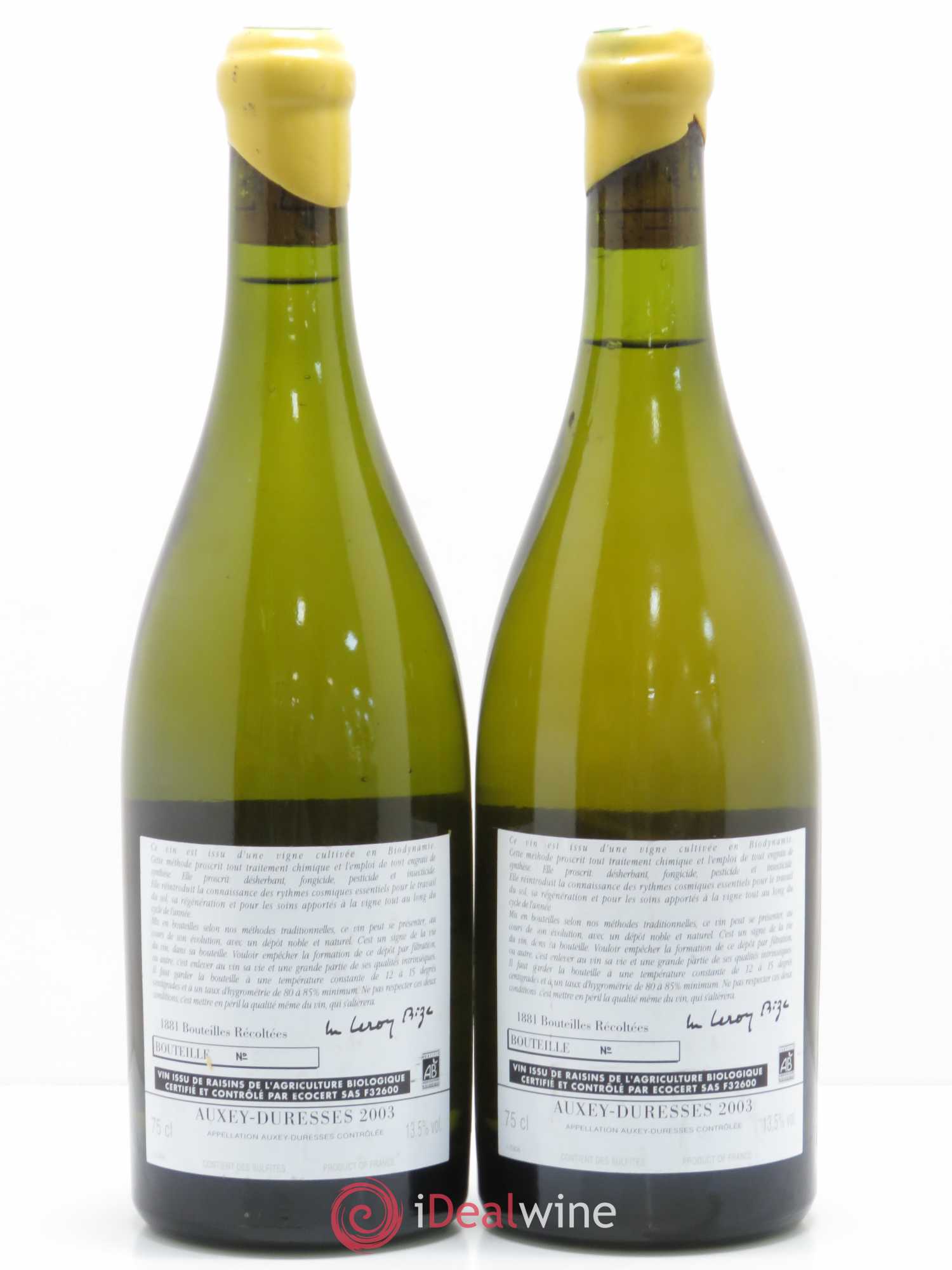 Auxey-Duresses Domaine d'Auvenay 2003 - Posten von 2 Flaschen - 1