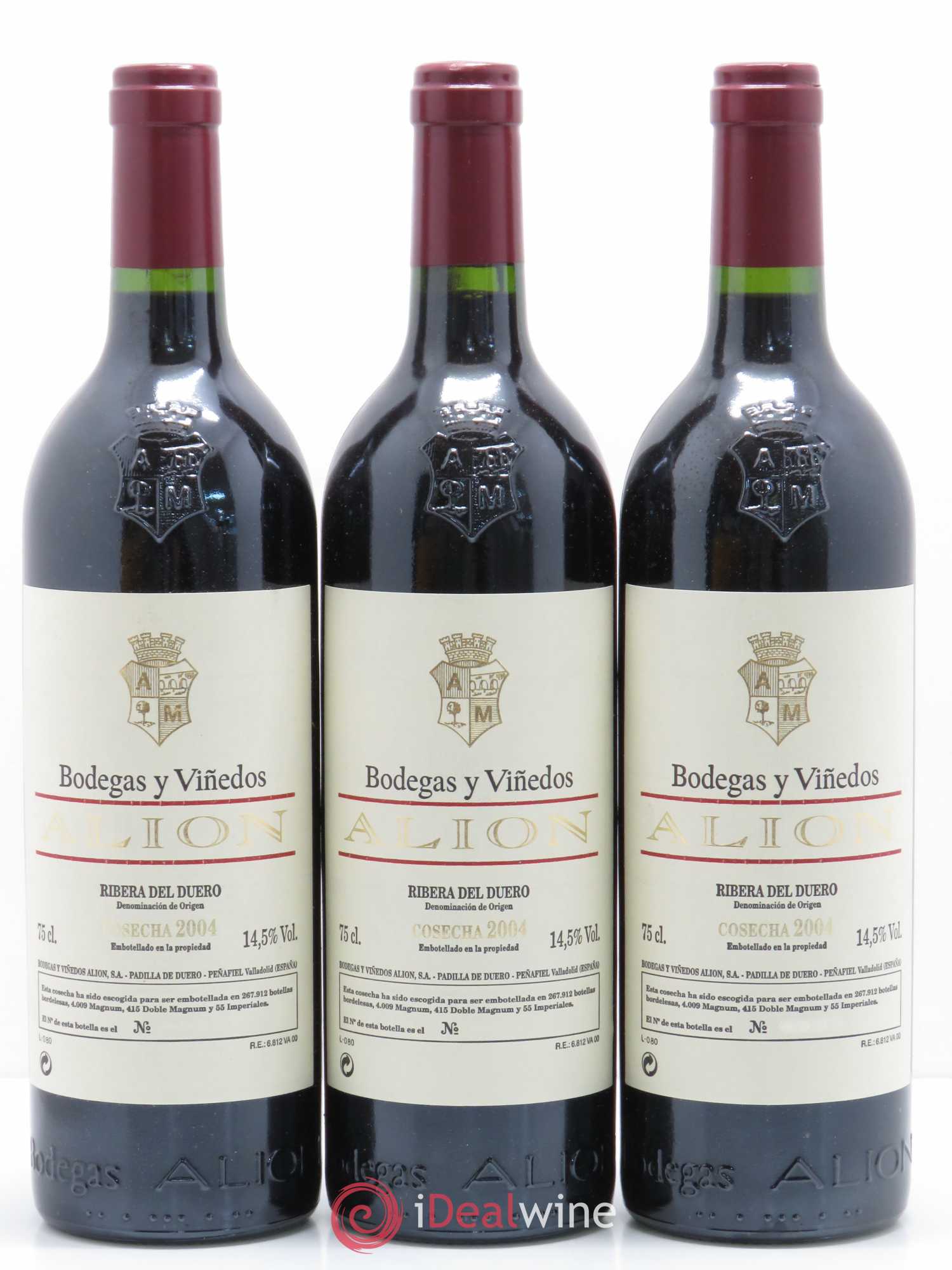 Ribera Del Duero DO Vega Sicilia Alion Famille Alvarez 2004 - Lot de 3 bouteilles - 0