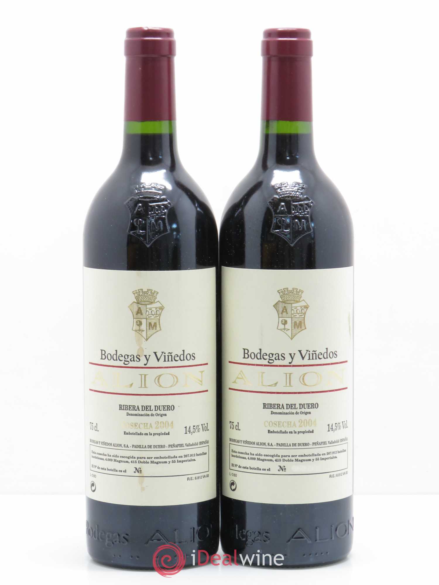 Ribera Del Duero DO Vega Sicilia Alion Famille Alvarez 2004 - Lot de 2 bouteilles - 0