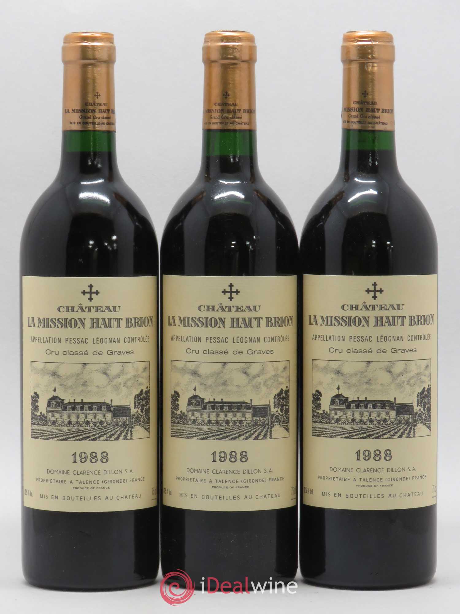 Château la Mission Haut-Brion Cru Classé de Graves 1988 - Lot de 3 bouteilles - 0