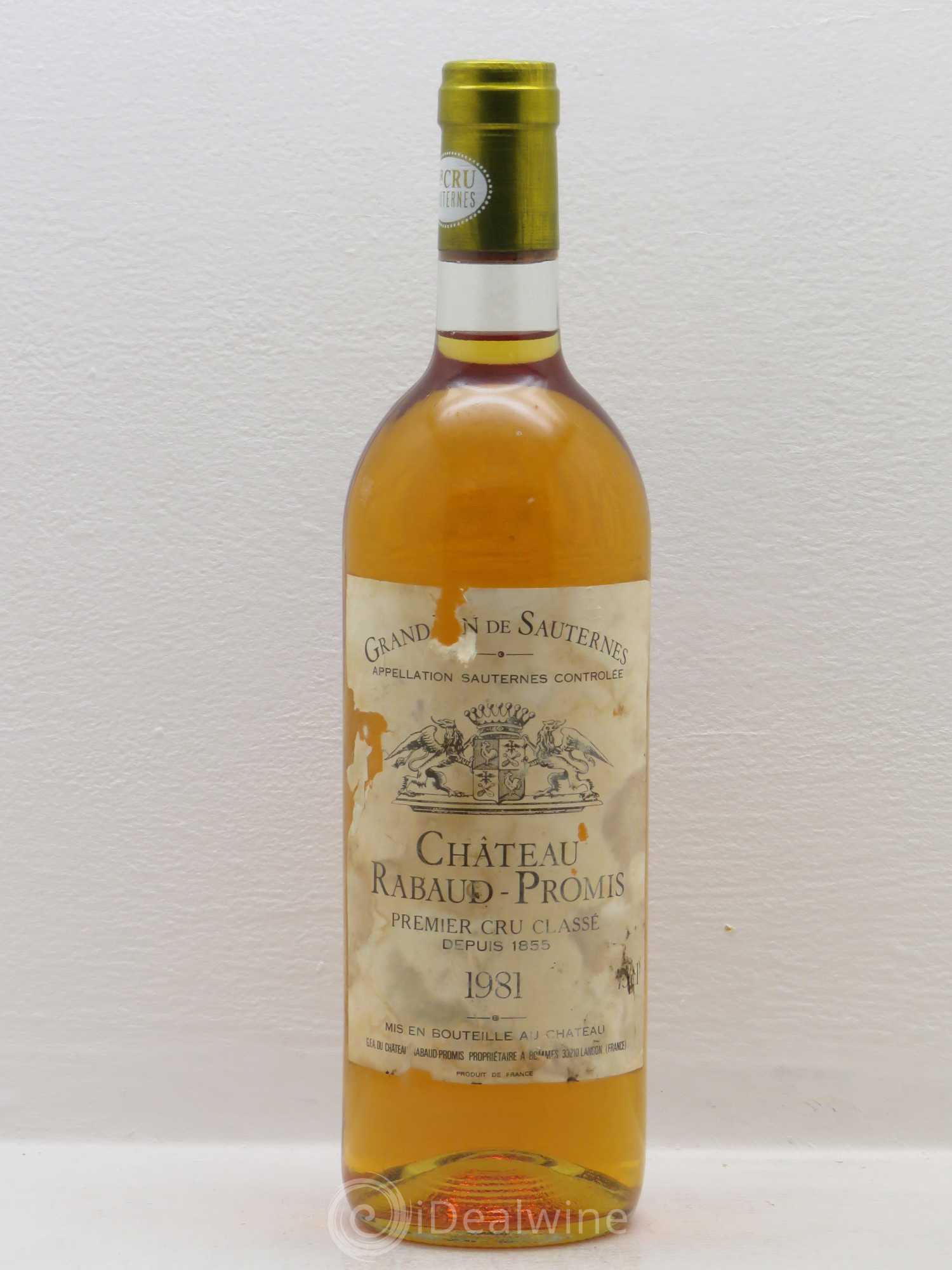 Château Rabaud Promis 1er Grand Cru Classé 1981 - Posten von 1 Flasche - 0
