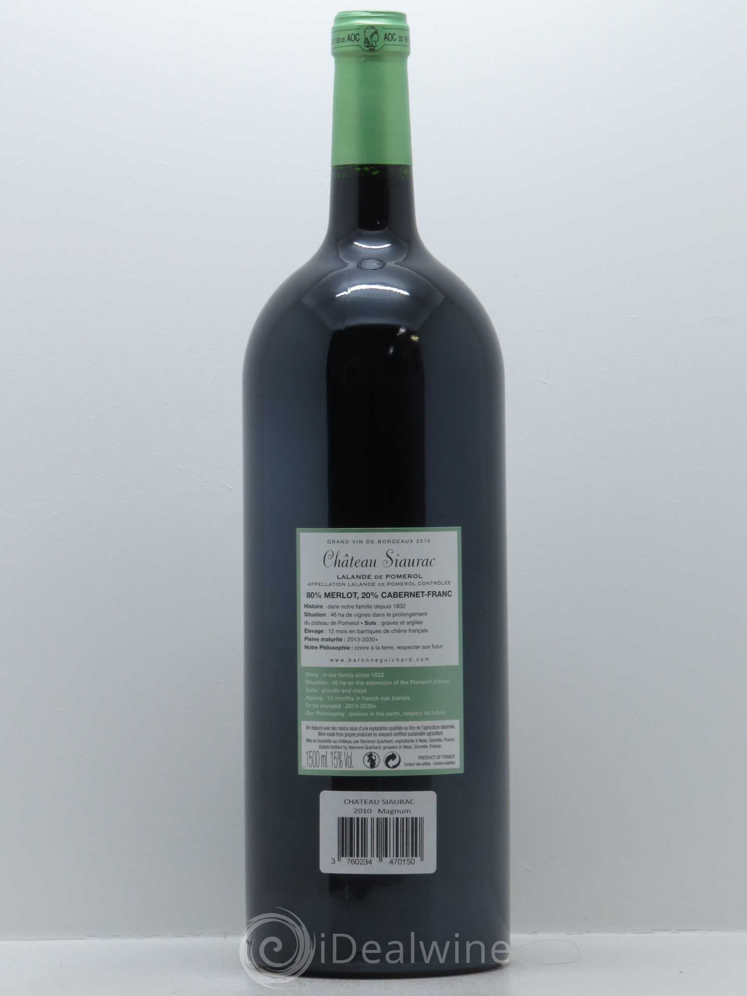 Château Siaurac 2010 - Lot de 1 magnum - 1