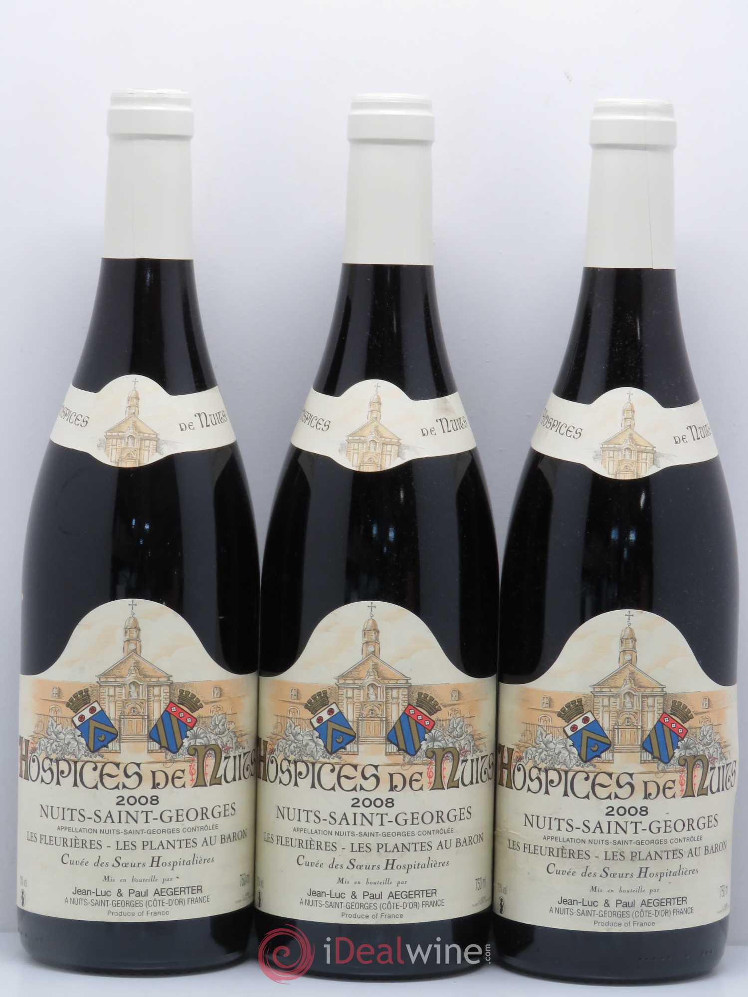 Nuits-Saint-Georges 1er Cru Hospices de Nuit Les Fleurieres Les Plantes du Baron Cuvee des Soeurs Hospitalieres Domaine Aegerter 2008 - Posten von 3 Flaschen - 0