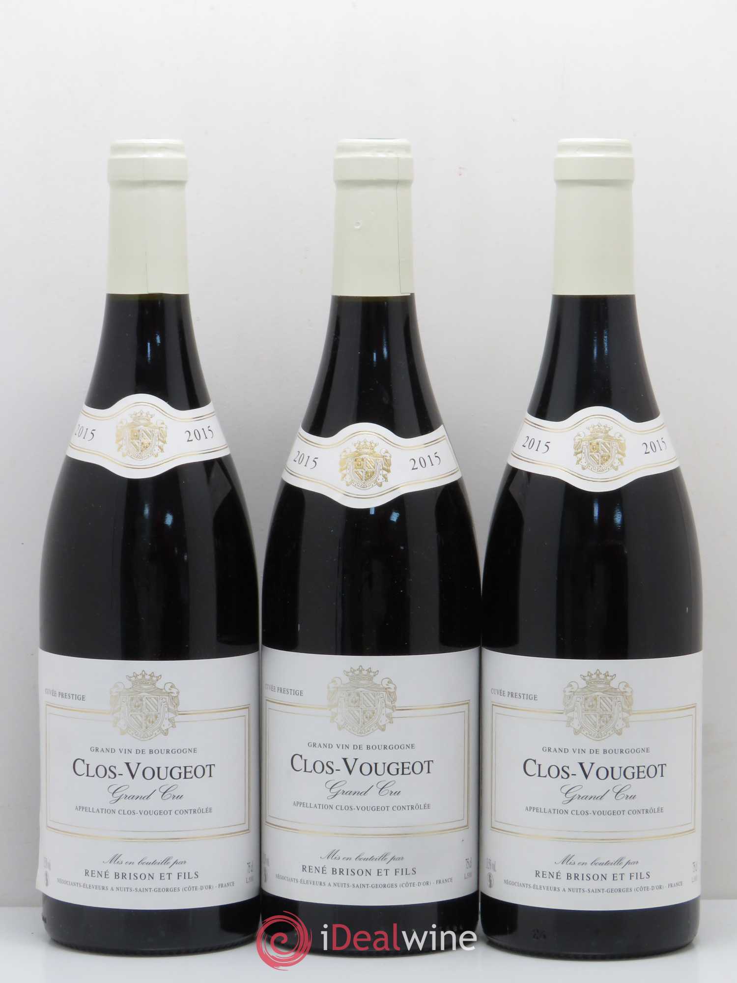 Clos de Vougeot Grand Cru René Brison Cuvée Prestige 2015 - Lot de 3 bouteilles - 0