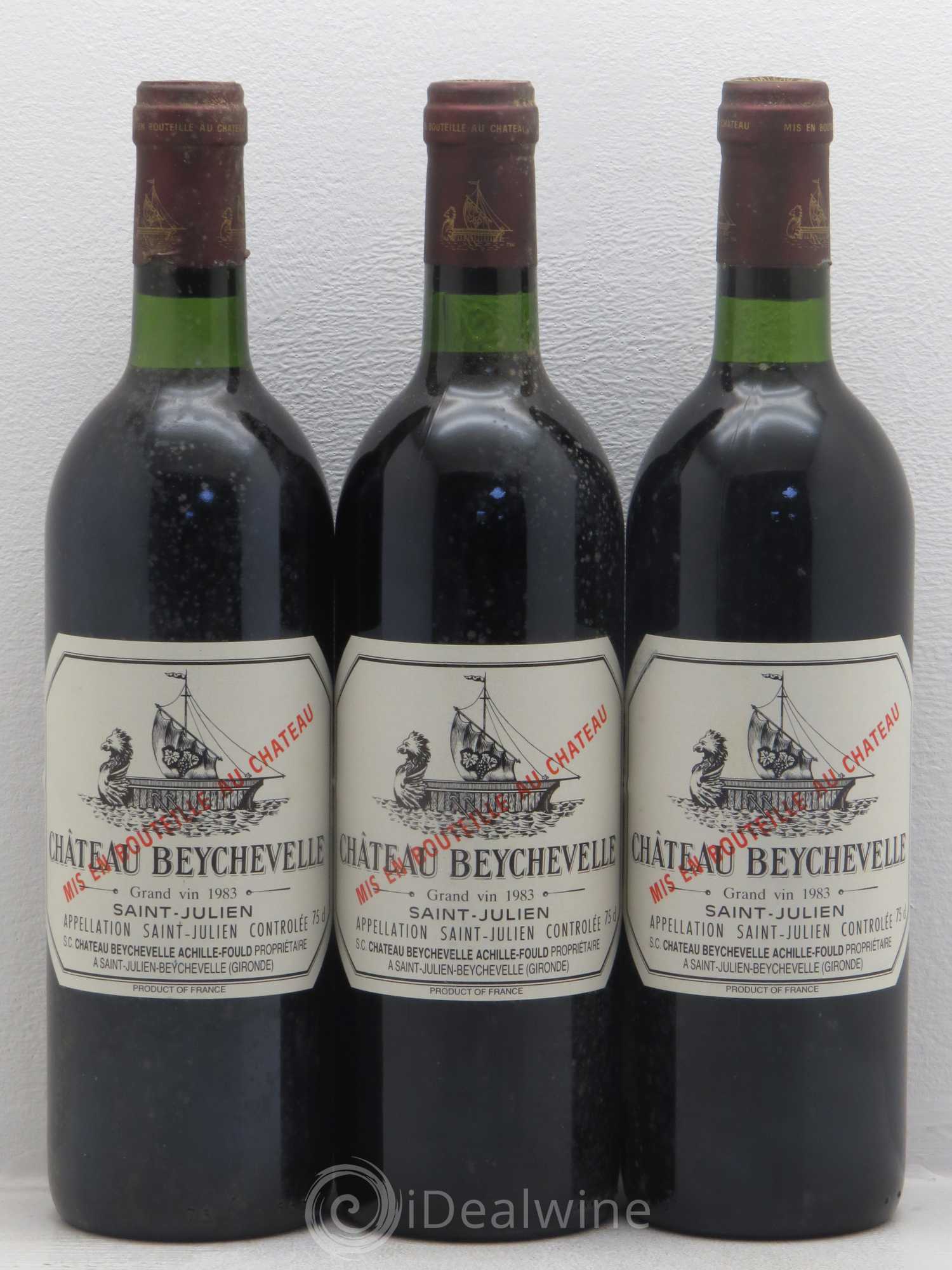 Château Beychevelle 4ème Grand Cru Classé 1983 - Lot de 3 bouteilles - 0