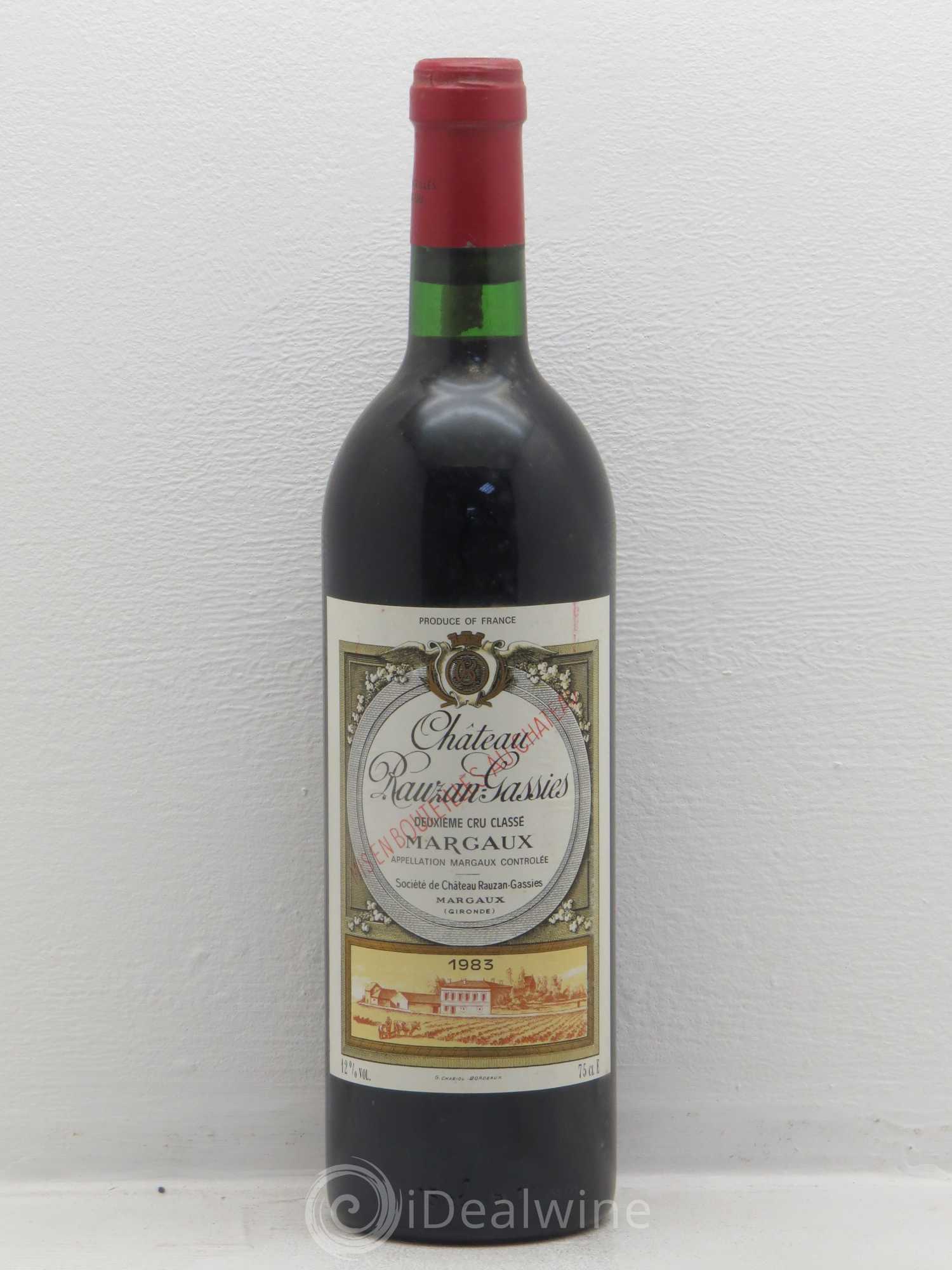 Château Rauzan-Gassies 2ème Grand Cru Classé 1983 - Lot de 1 bouteille - 0