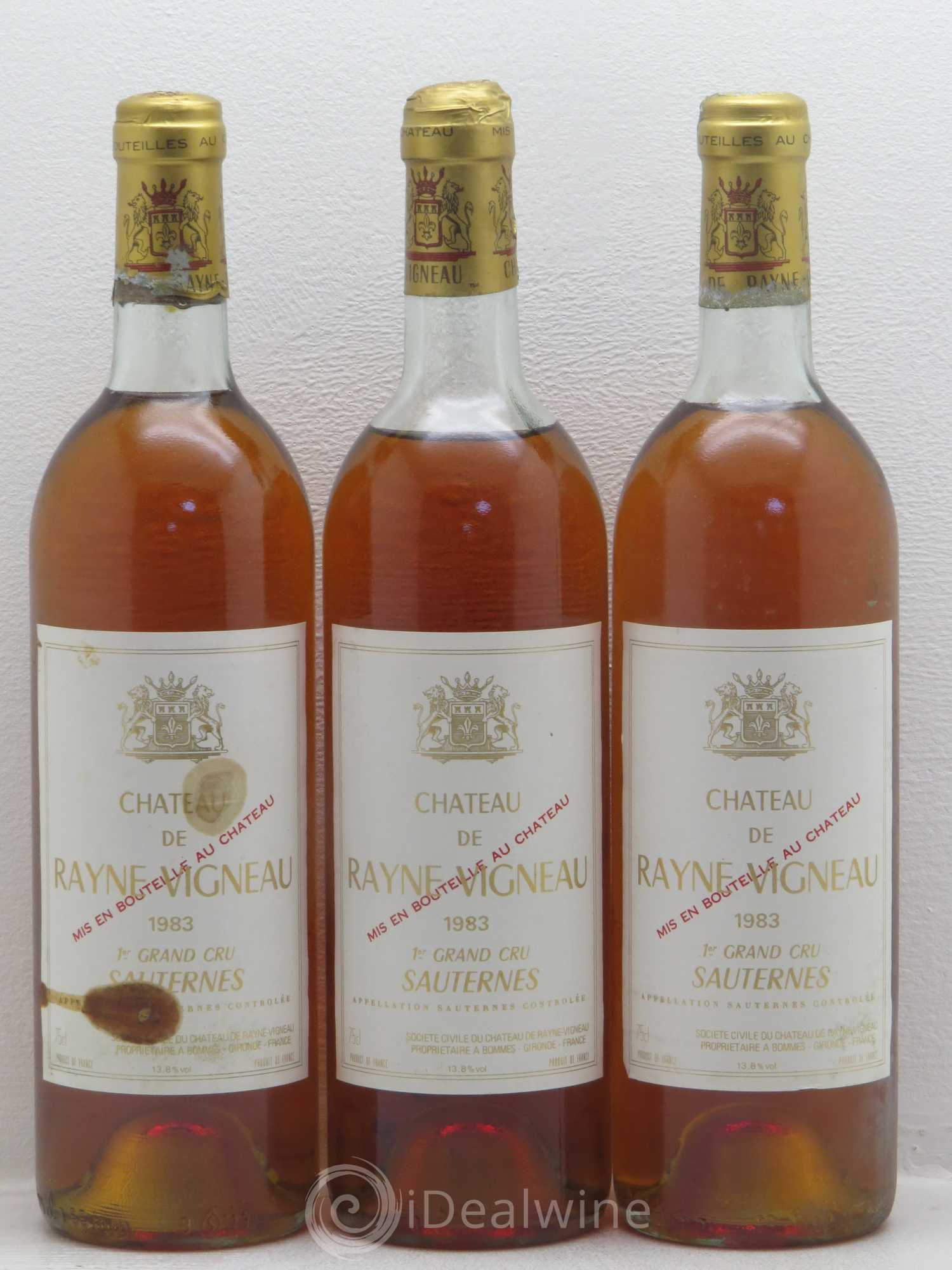 Château de Rayne Vigneau 1er Grand Cru Classé 1983 - Lotto di 3 bottiglie - 0
