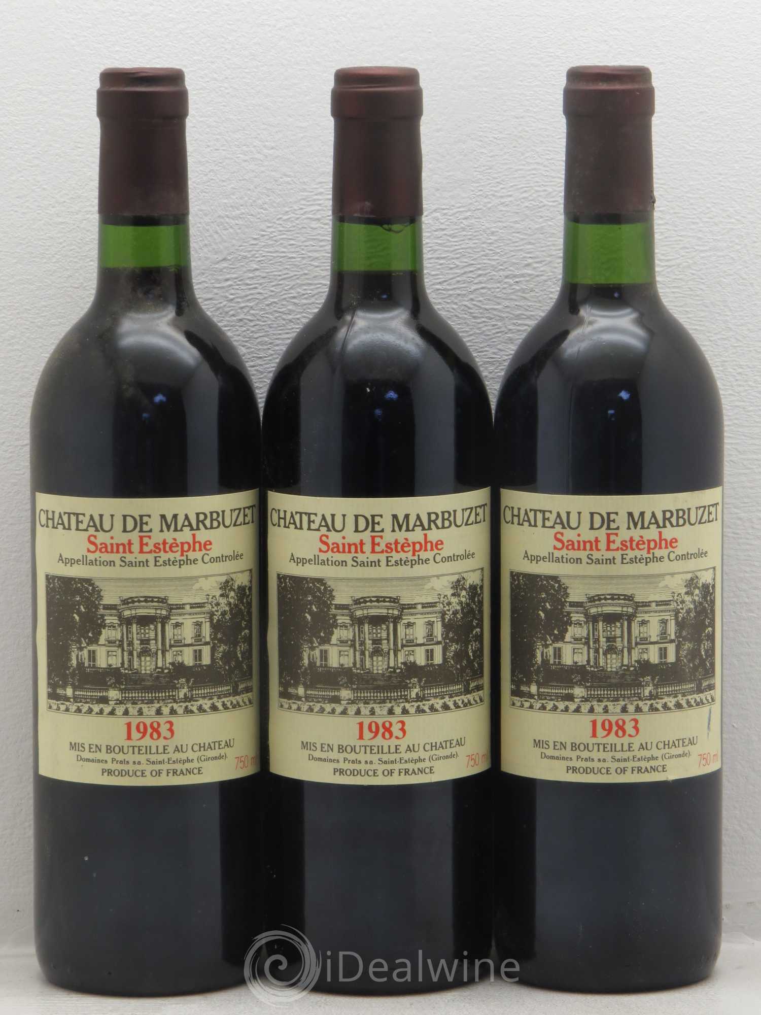 Château de Marbuzet Cru Bourgeois 1983 - Lot de 3 bouteilles - 0