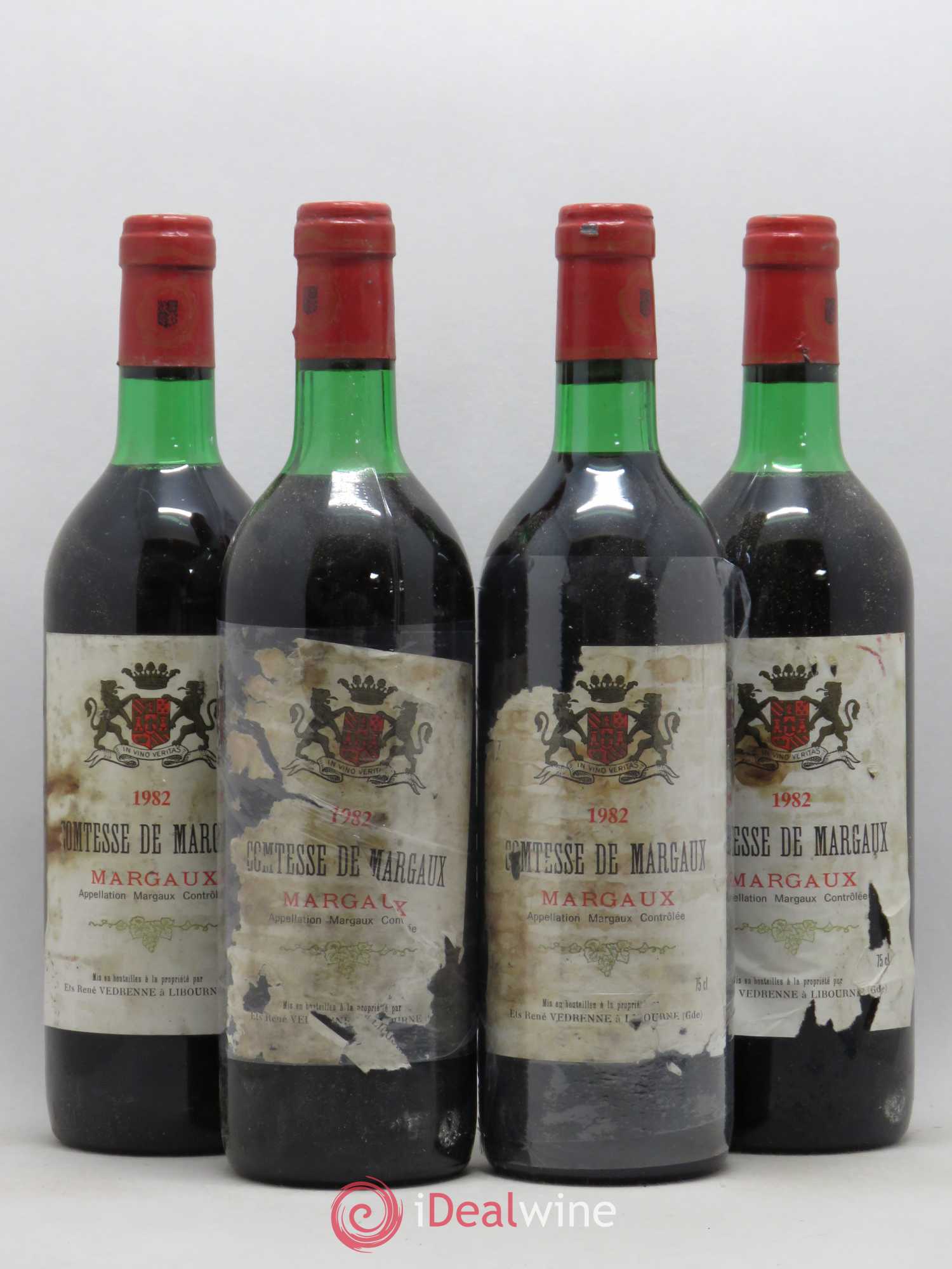 Bordeaux Comtesse De Margaux René Vedrenne 1982 - Lot de 4 bouteilles - 0