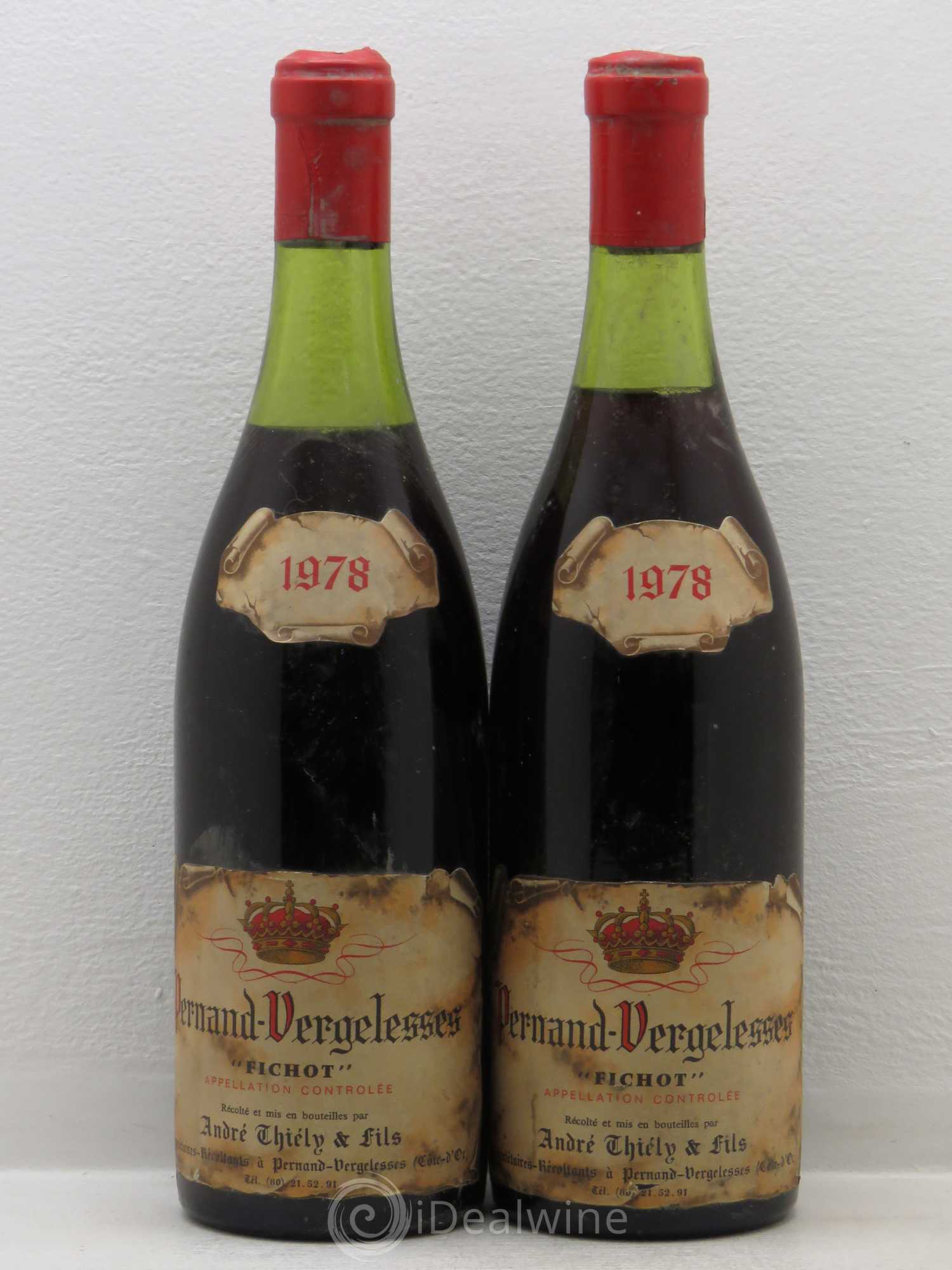 Pernand-Vergelesses 1er Cru Fichot Andre Chiely & Fils 1978 - Posten von 2 Flaschen - 0