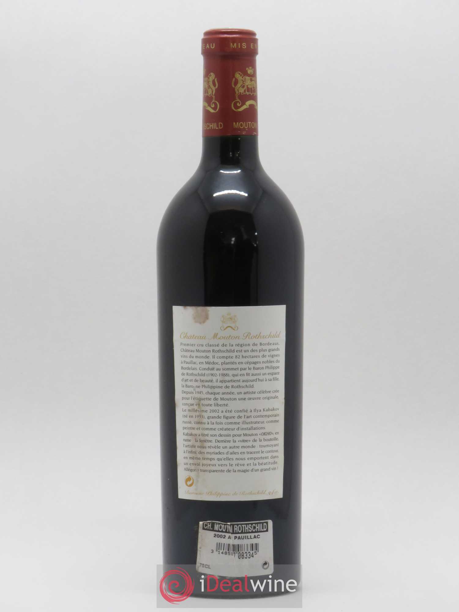 Château Mouton Rothschild 1er Grand Cru Classé 2002 - Lot de 1 bouteille - 1