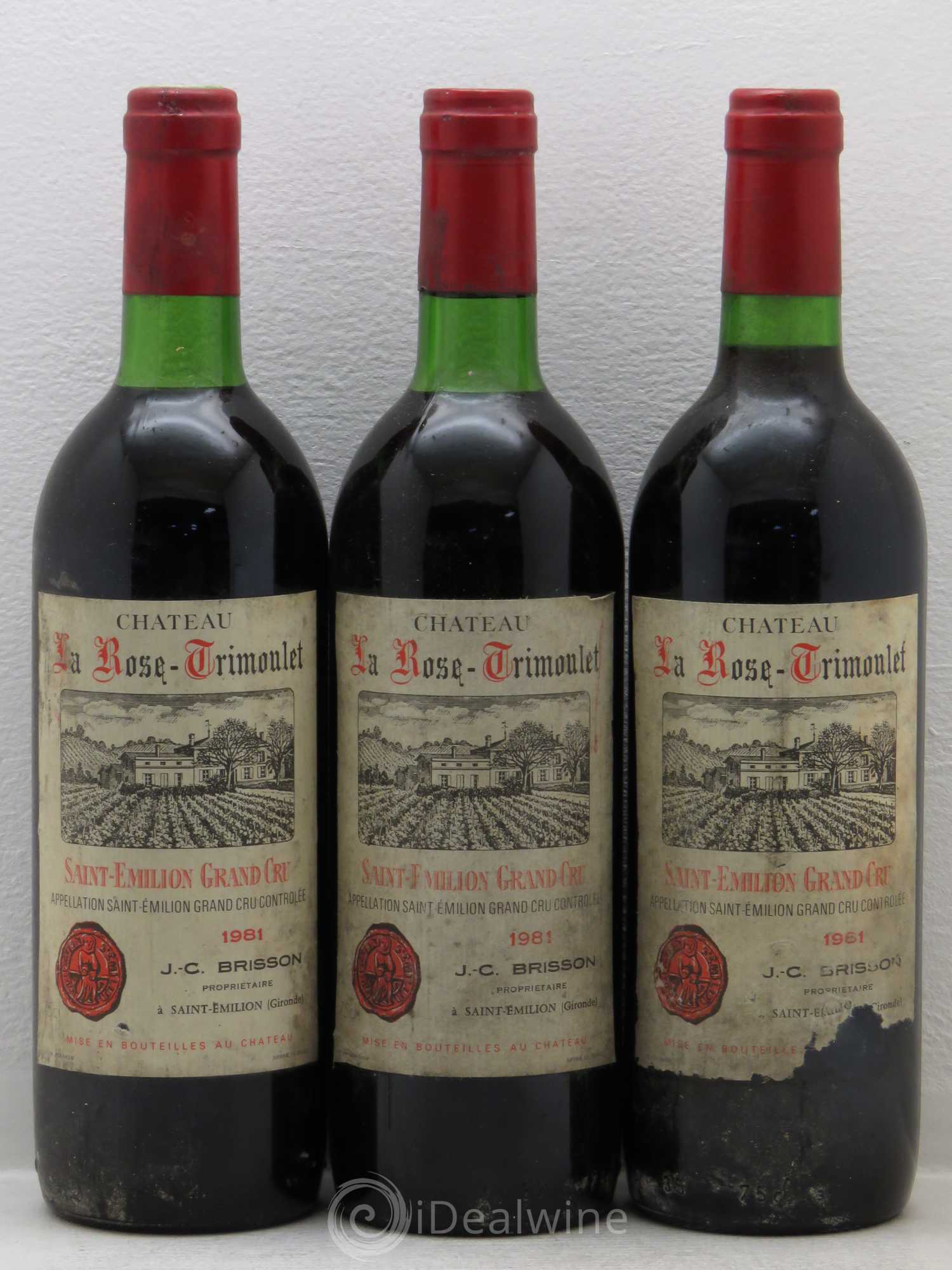 Saint-Émilion Château La Rose Trimoulet J.C Brisson 1981 - Posten von 3 Flaschen - 0