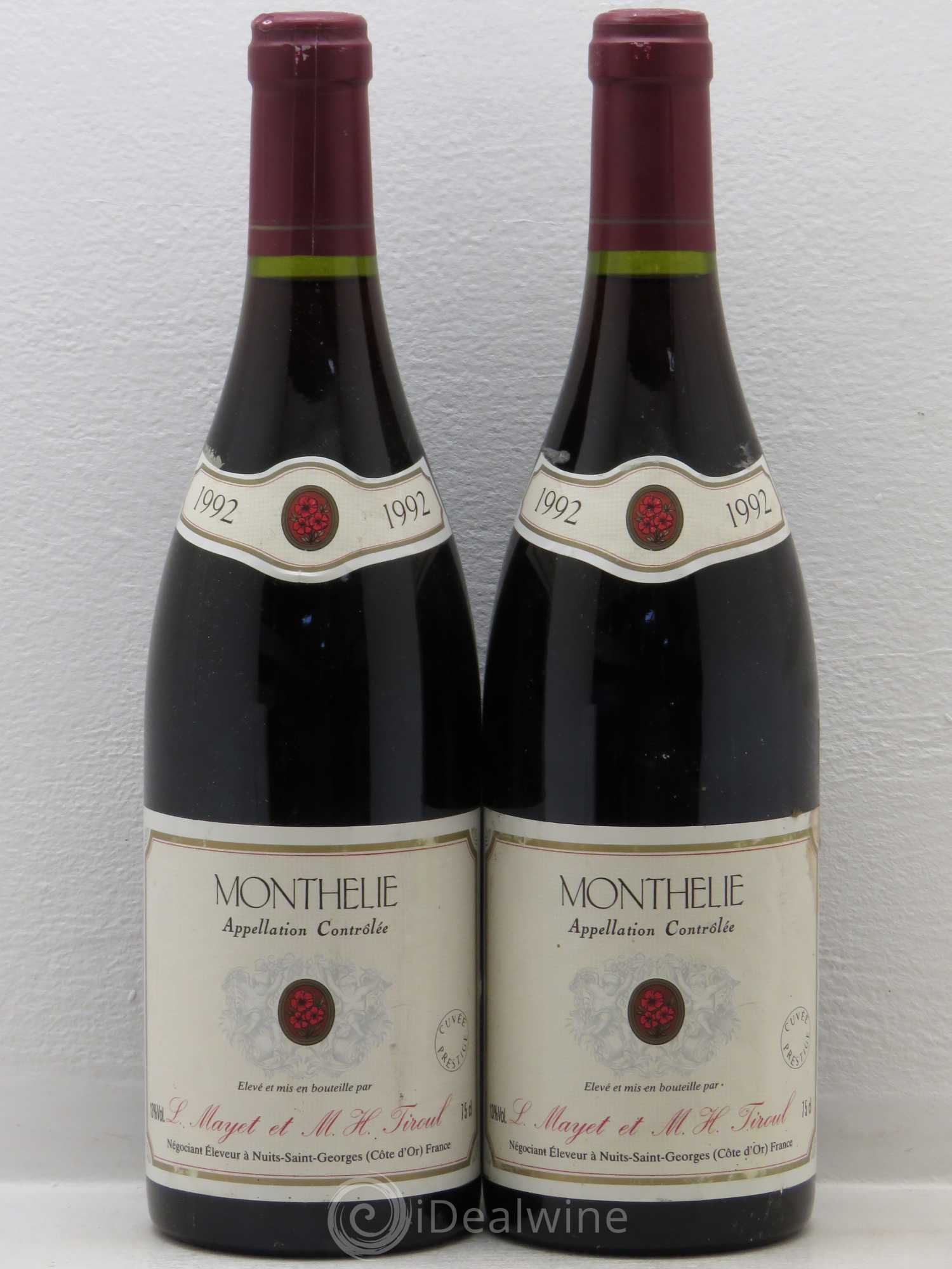 Monthélie Mayet et Tiroul 1992 - Posten von 2 Flaschen - 0
