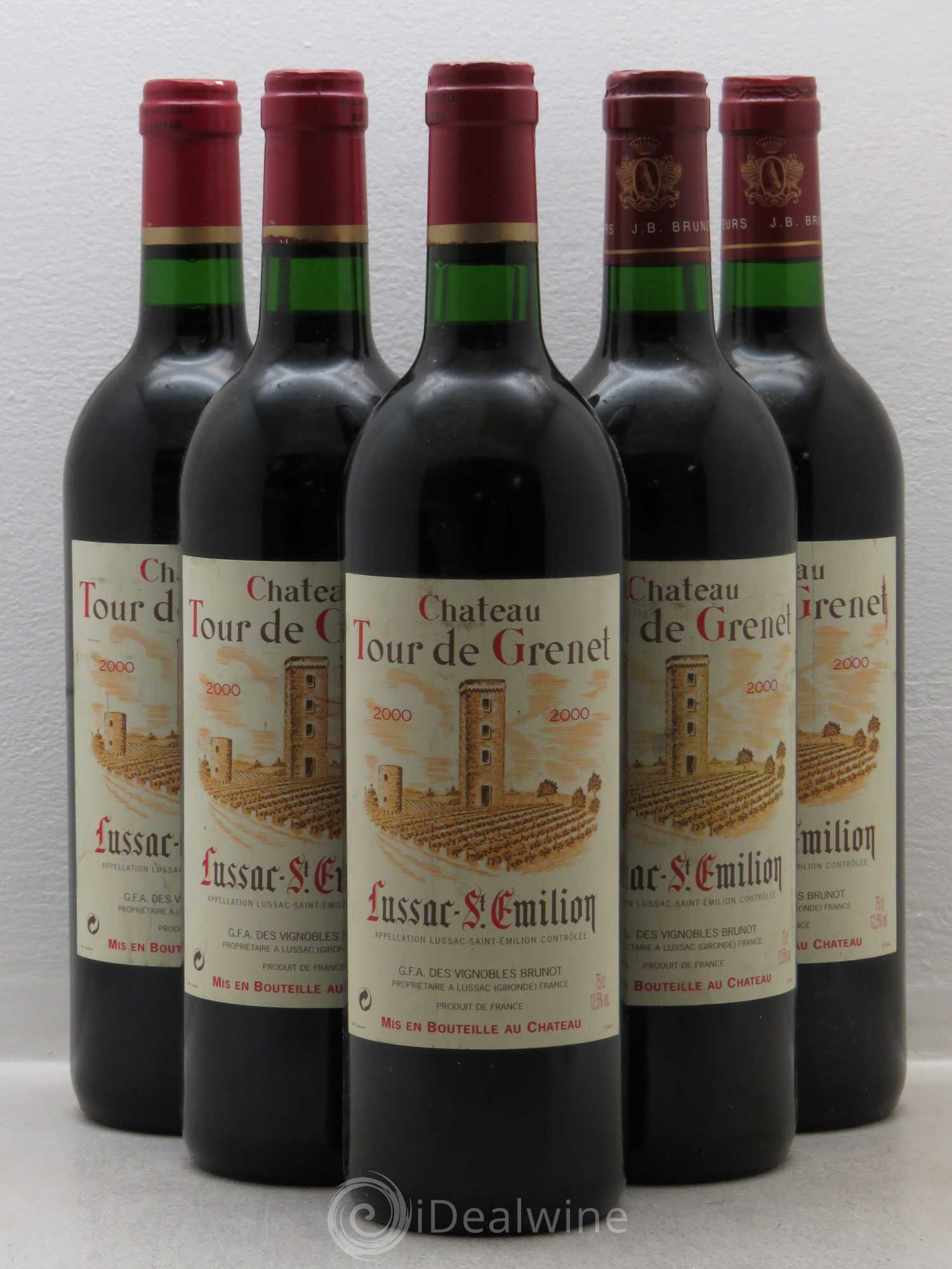 Bordeaux Lussac St Emilion Château Tour De Grenet Vignobles Brunot 2000 - Posten von 5 Flaschen - 0