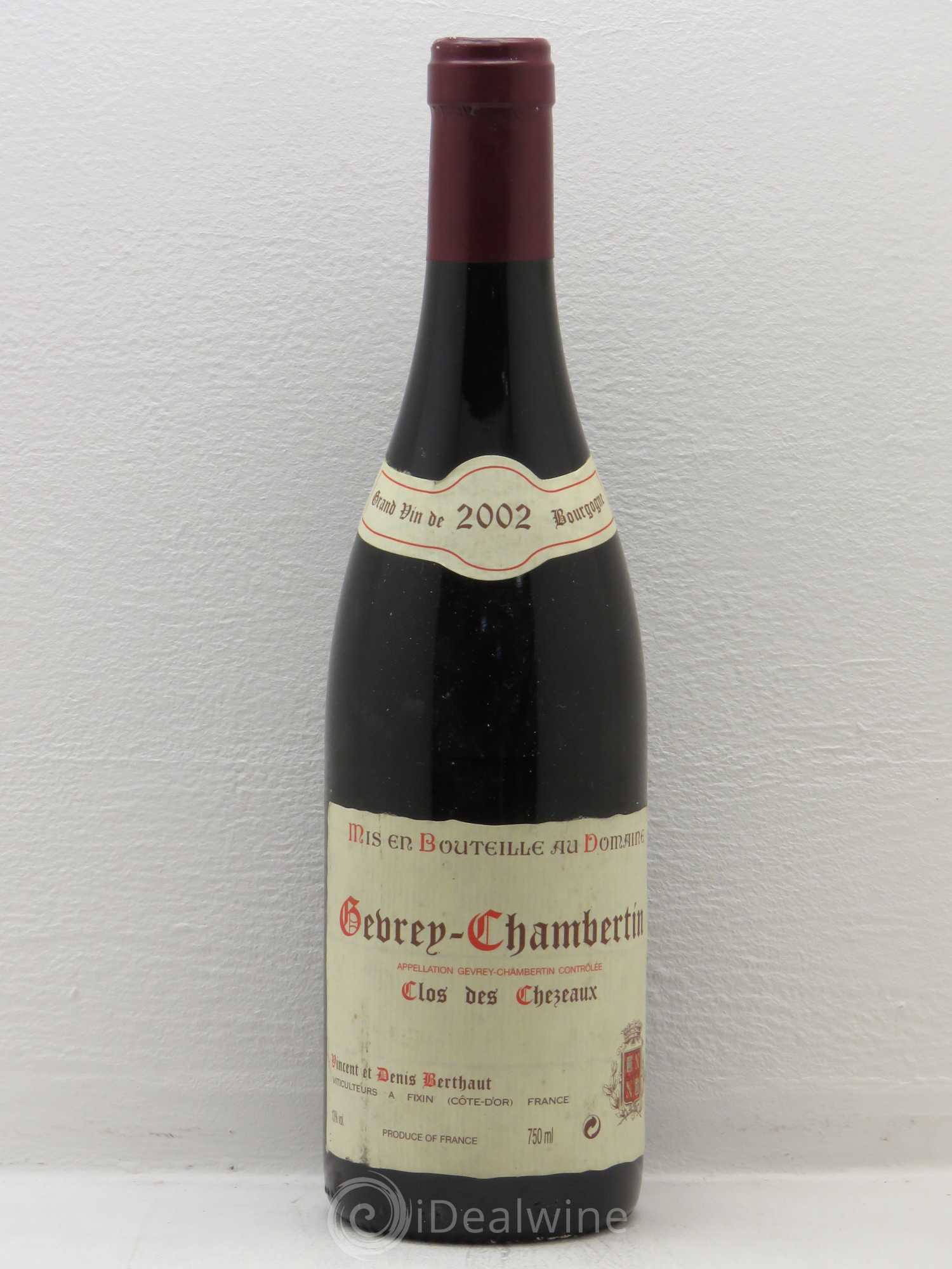 Gevrey-Chambertin Clos Des Chezeaux Denis Berthaut 2002 - Posten von 1 Flasche - 0