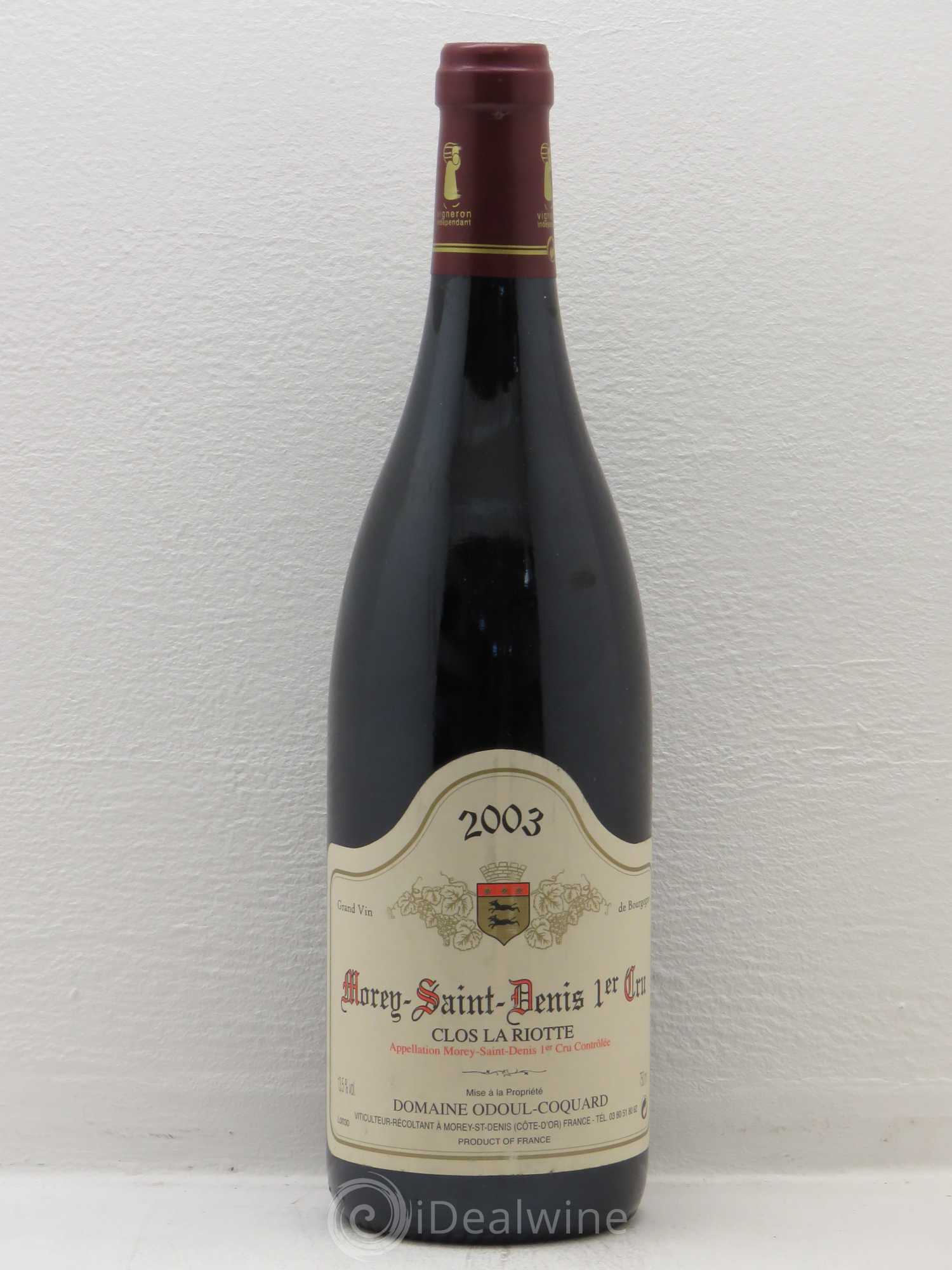 Morey-Saint-Denis 1er Cru Clos La Riotte Odoul Coquard 2003 - Lot de 1 bouteille - 0