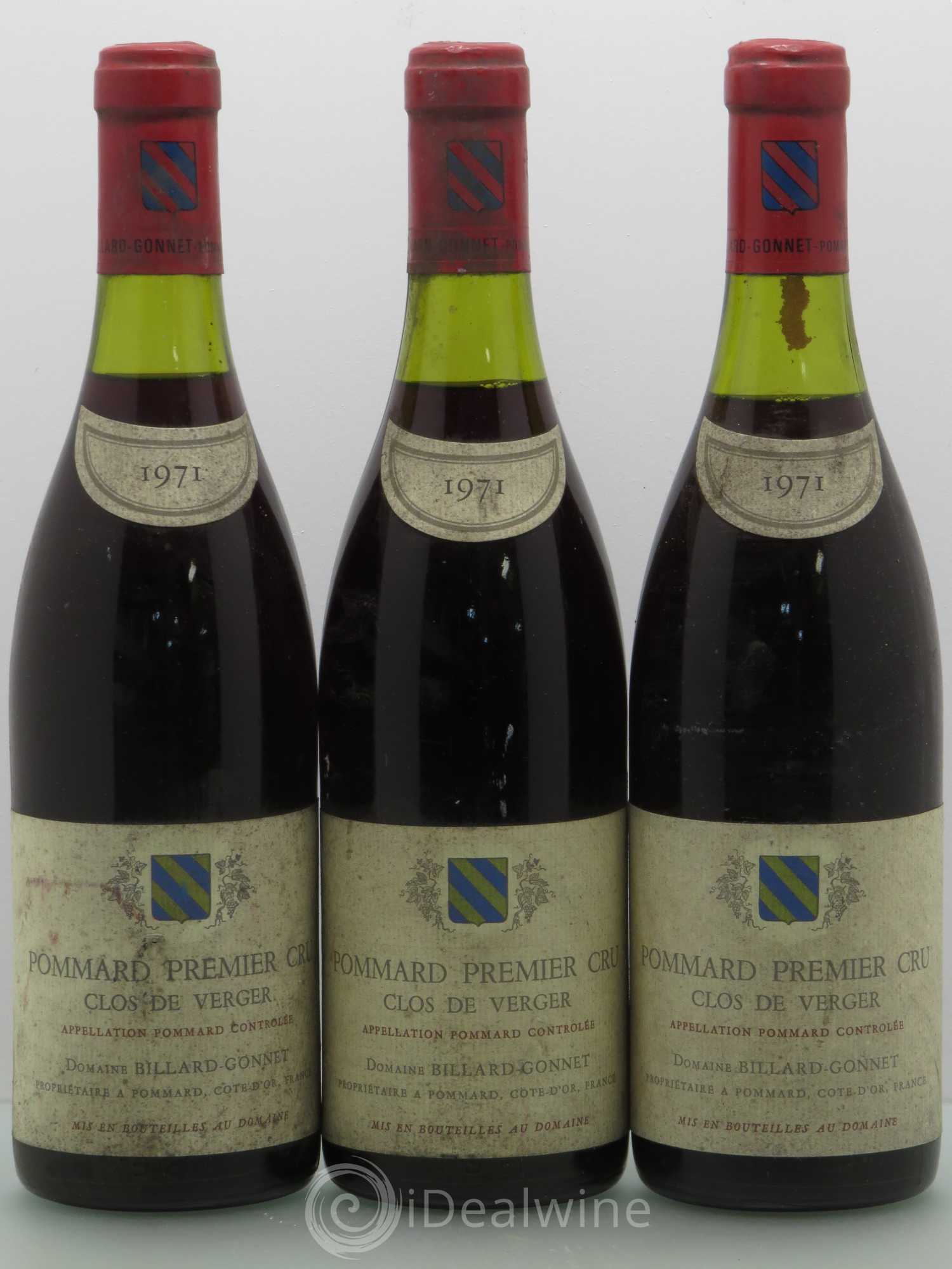Pommard 1er Cru Clos de Verger - Domaine Billard Gonnet 1971 - Posten von 3 Flaschen - 0