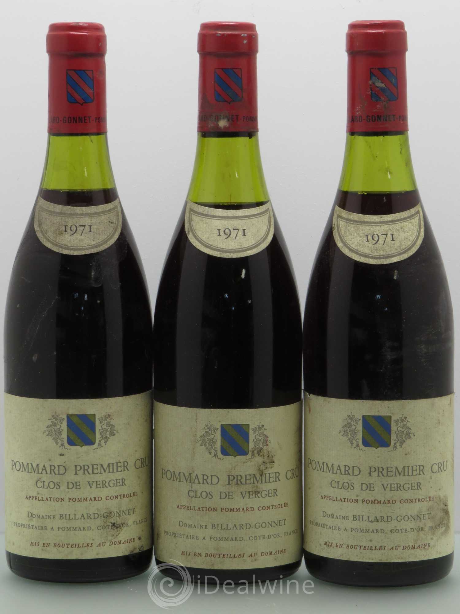 Pommard 1er Cru Clos de Verger - Domaine Billard Gonnet 1971 - Posten von 3 Flaschen - 0
